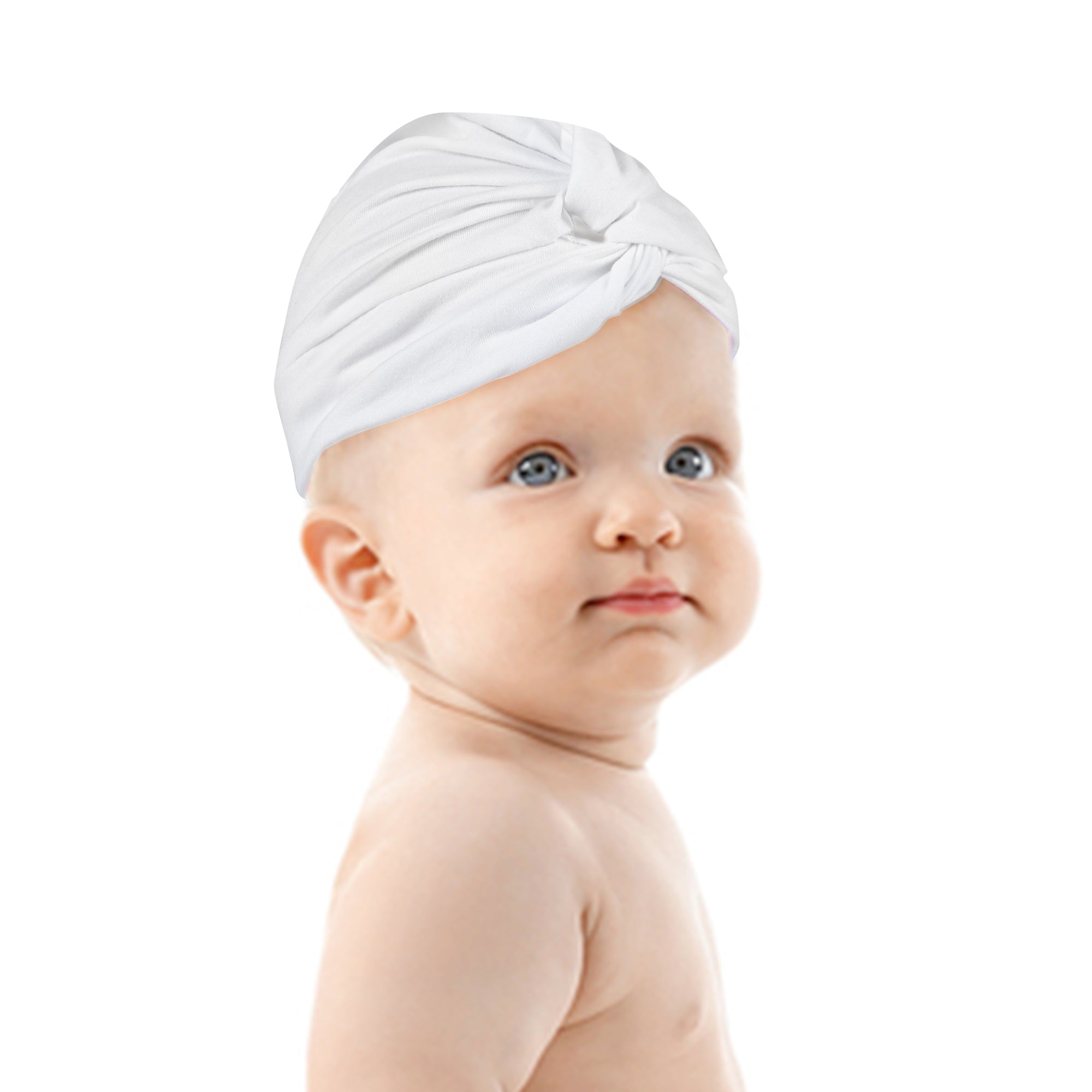 Cute Knotted Turban Cap Infant Beanie - White - Baby Moo