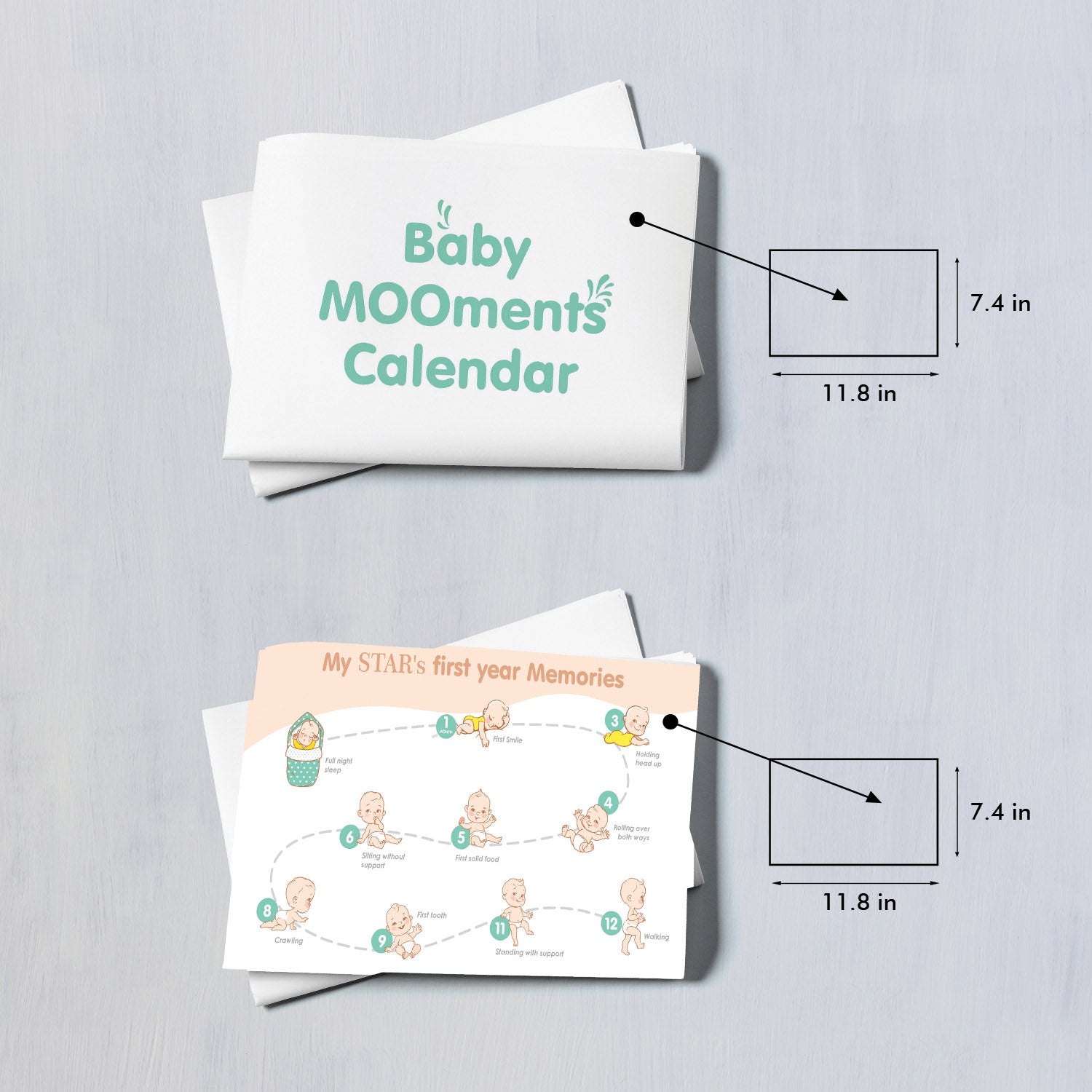 Baby MooMents Calendar - Record Baby Milestones - Nursery Decor - Baby Moo