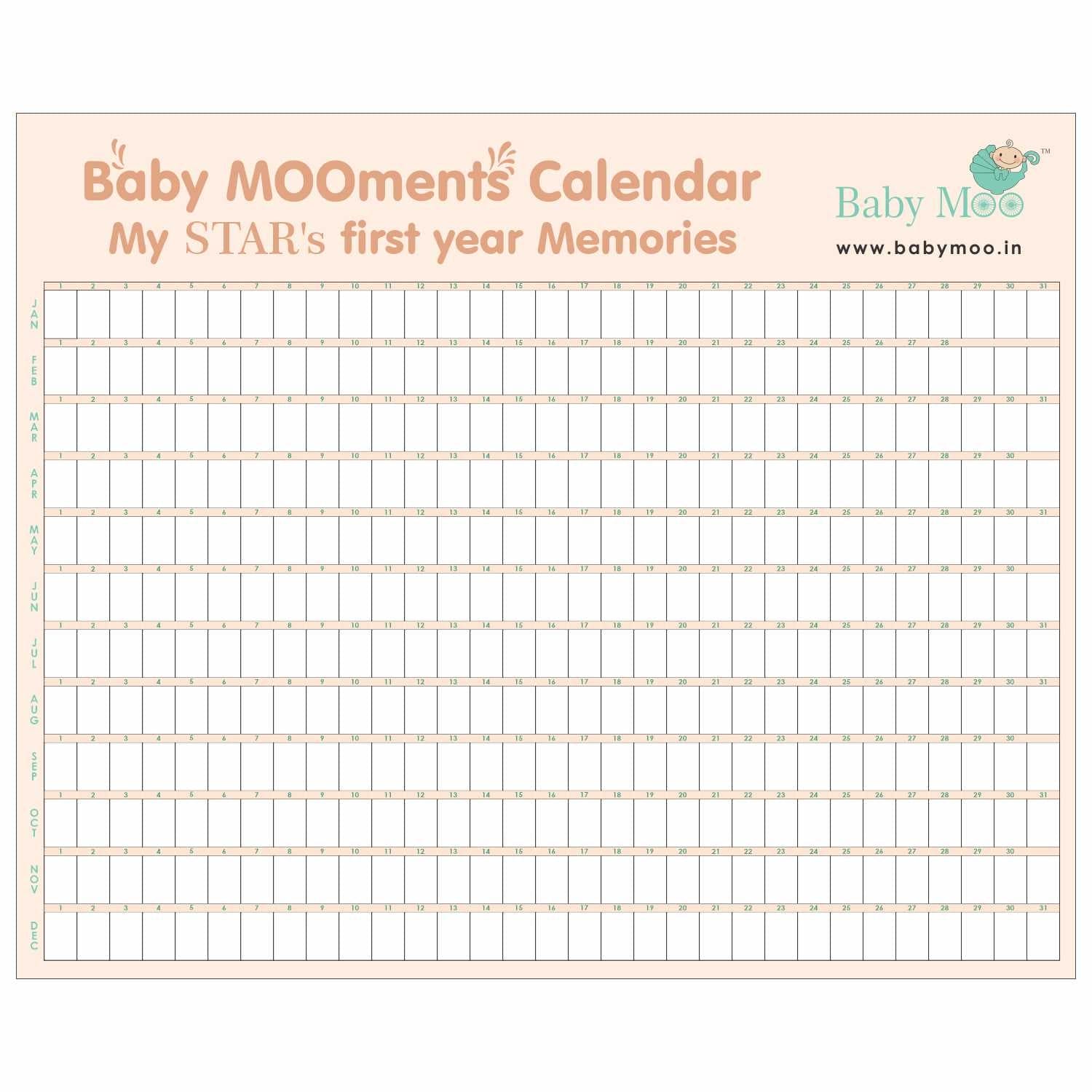 Baby MooMents Calendar - Record Baby Milestones - Nursery Decor - Baby Moo