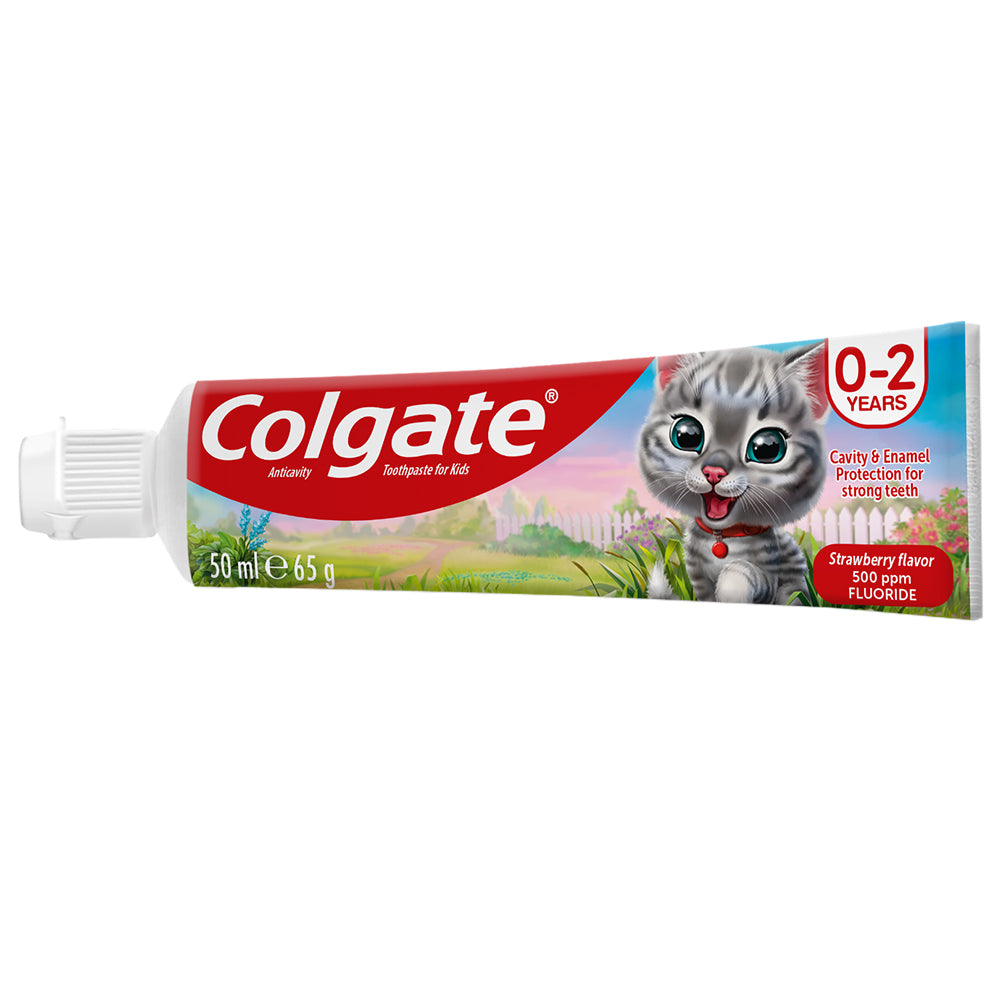 Colgate Toothpaste For Kids 0-2 Years Anticavity Strawberry 65gm Red - Baby Moo
