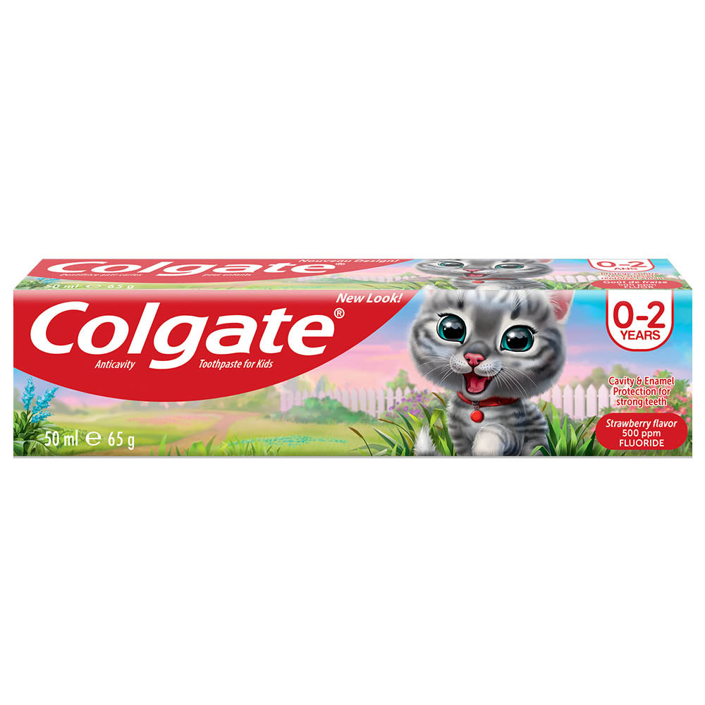 Colgate Toothpaste For Kids 0-2 Years Anticavity Strawberry 65gm Red - Baby Moo