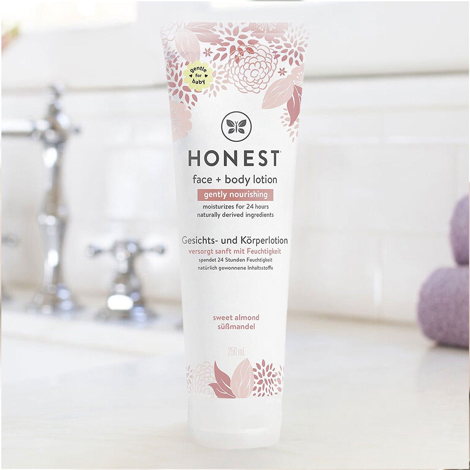 Honest Face + Body Lotion Gently Nourishing Sweet Almond 250ml Pink - Baby Moo