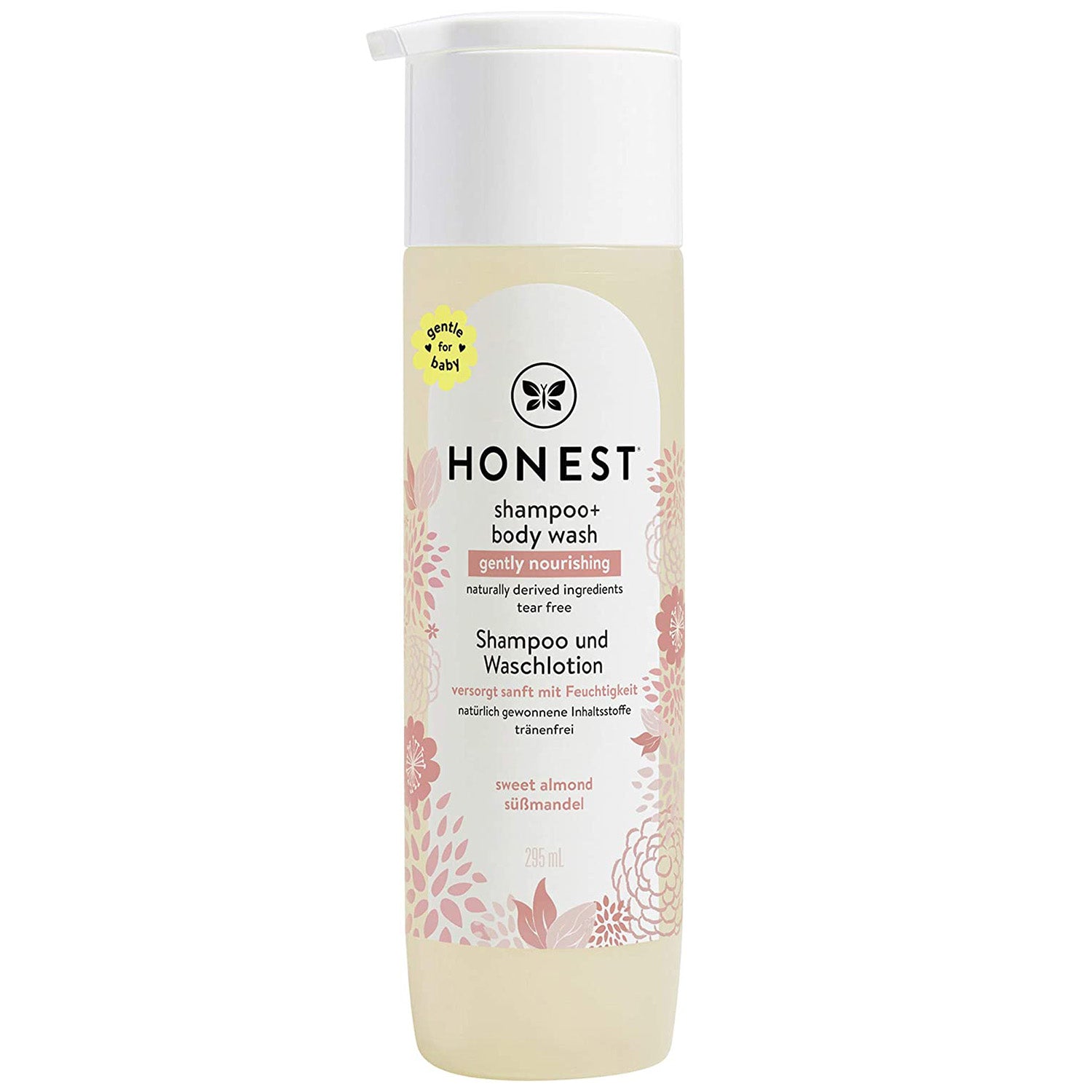 Honest 2in1 Shampoo + Body Wash Gently Nourishing Sweet Almond 295ml Pink - Baby Moo