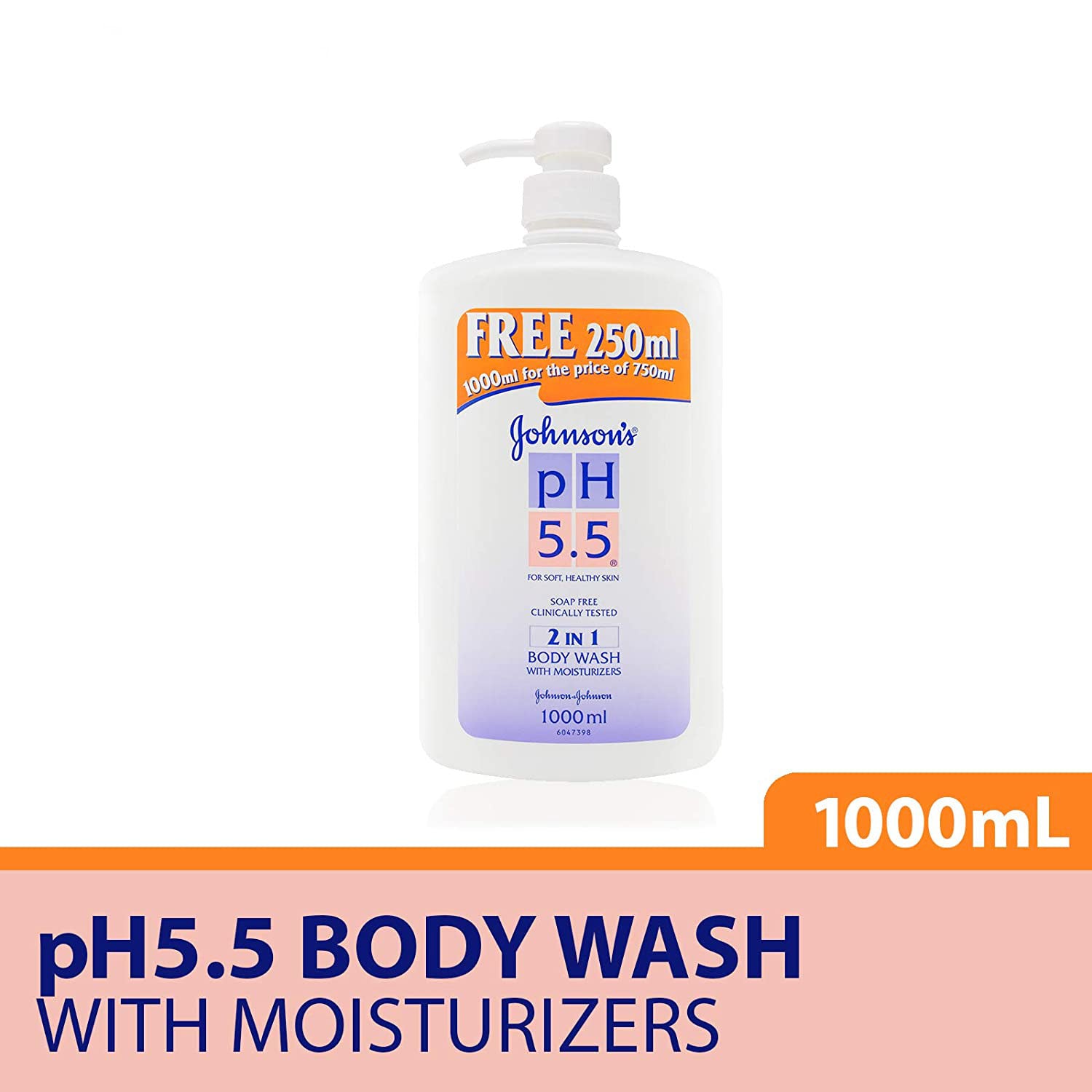 Johnsons 2in1 Bodywash with Moisturizers pH 5.5 1000ml White - Baby Moo