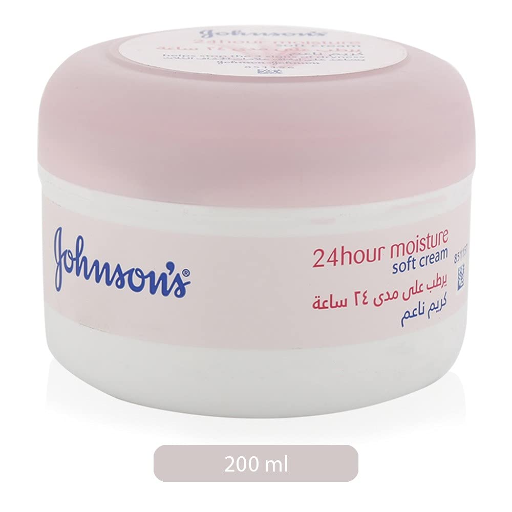 Johnsons 24 Hour Moisture Soft Cream 200ml Pink - Baby Moo