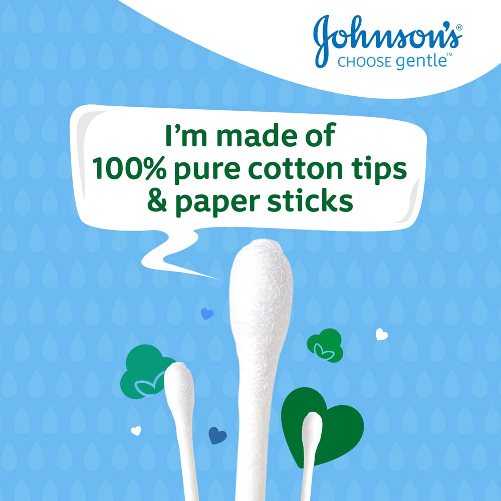 Johnson Baby 200 Cotton Buds 100% Pure Cotton Tips White - Baby Moo