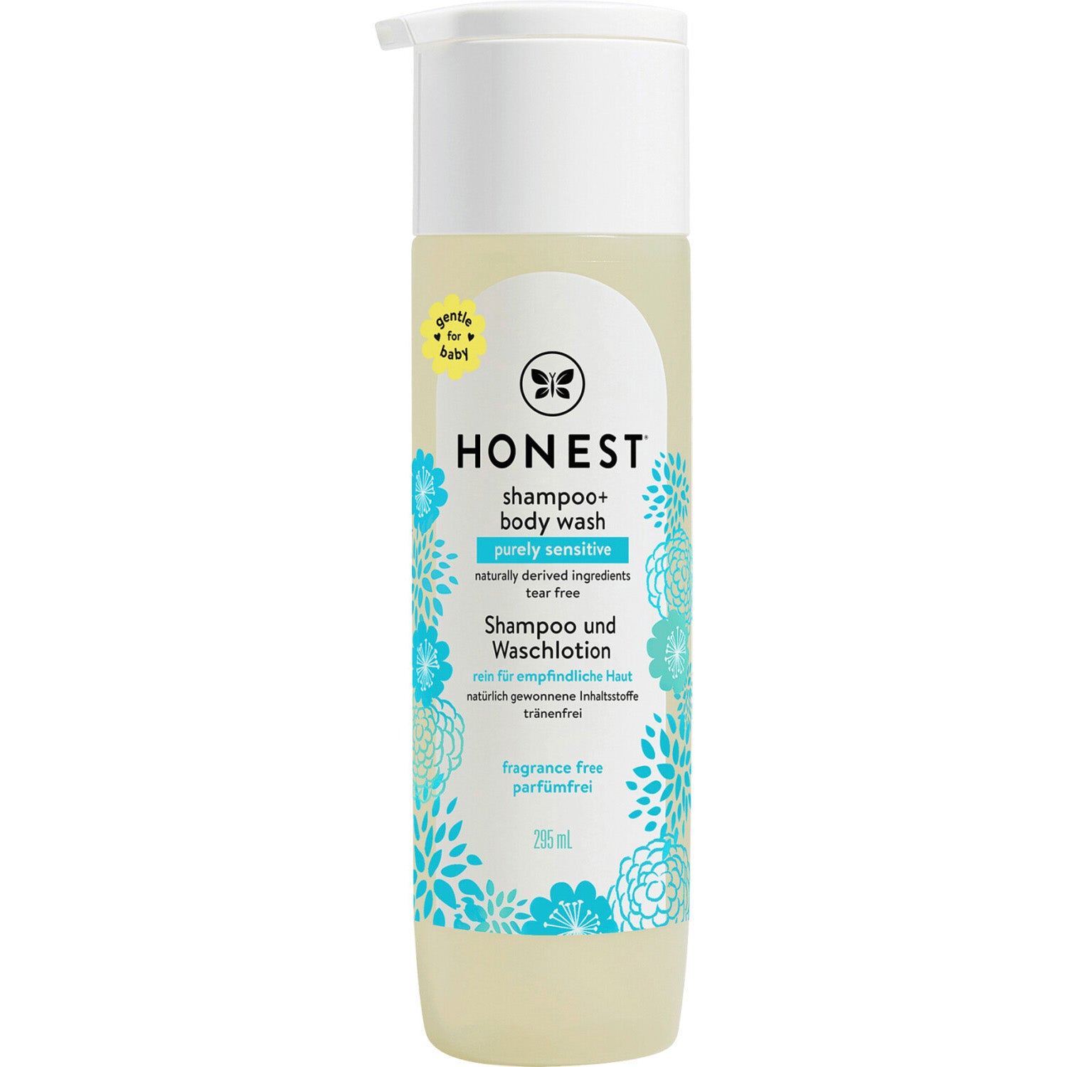 Honest 2in1 Shampoo + Body Wash Purely Sensitive Fragrance Free 295ml Blue