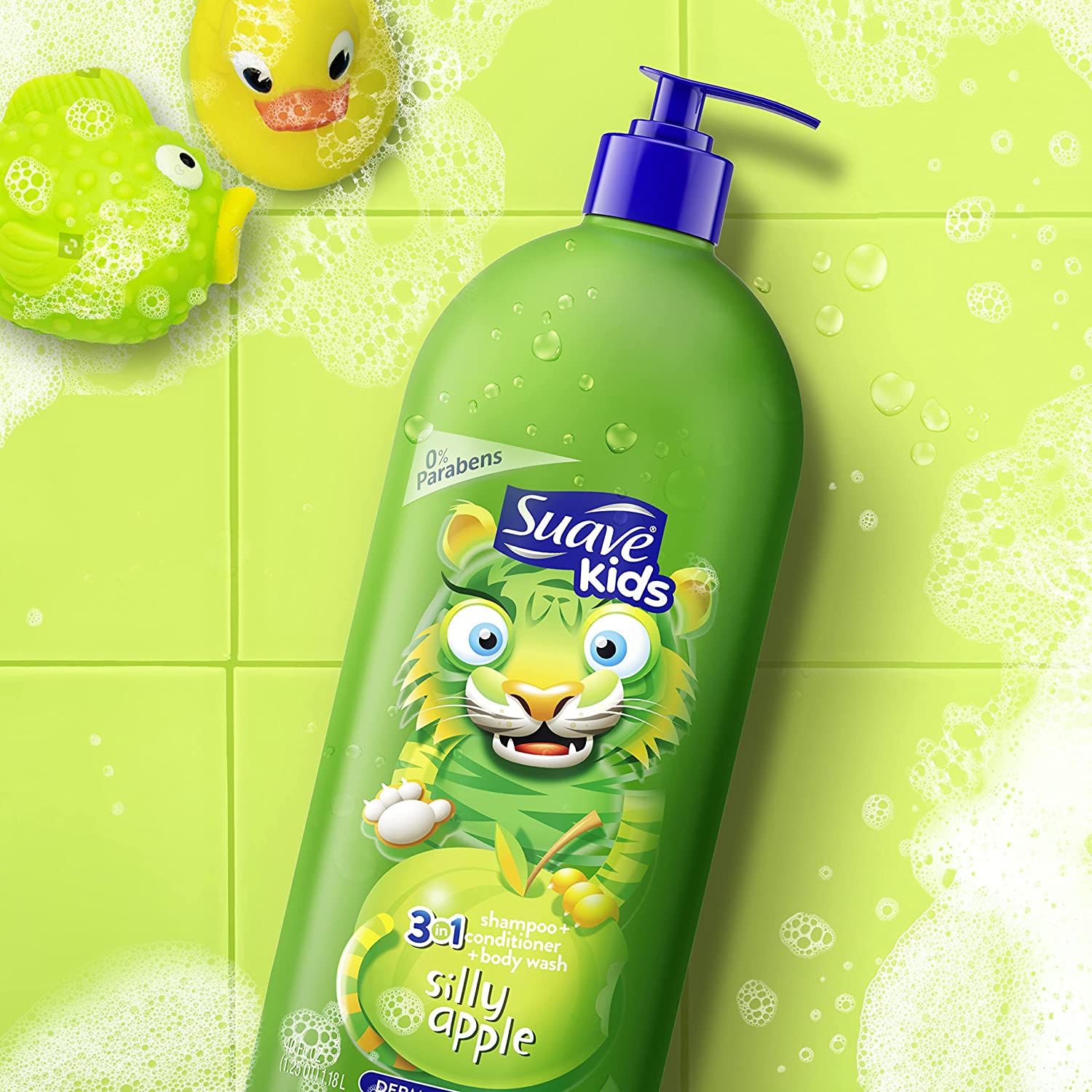 Suave Kids 3in1 Shampoo + Conditioner + Body Wash Silly Apple 532ml Green - Baby Moo