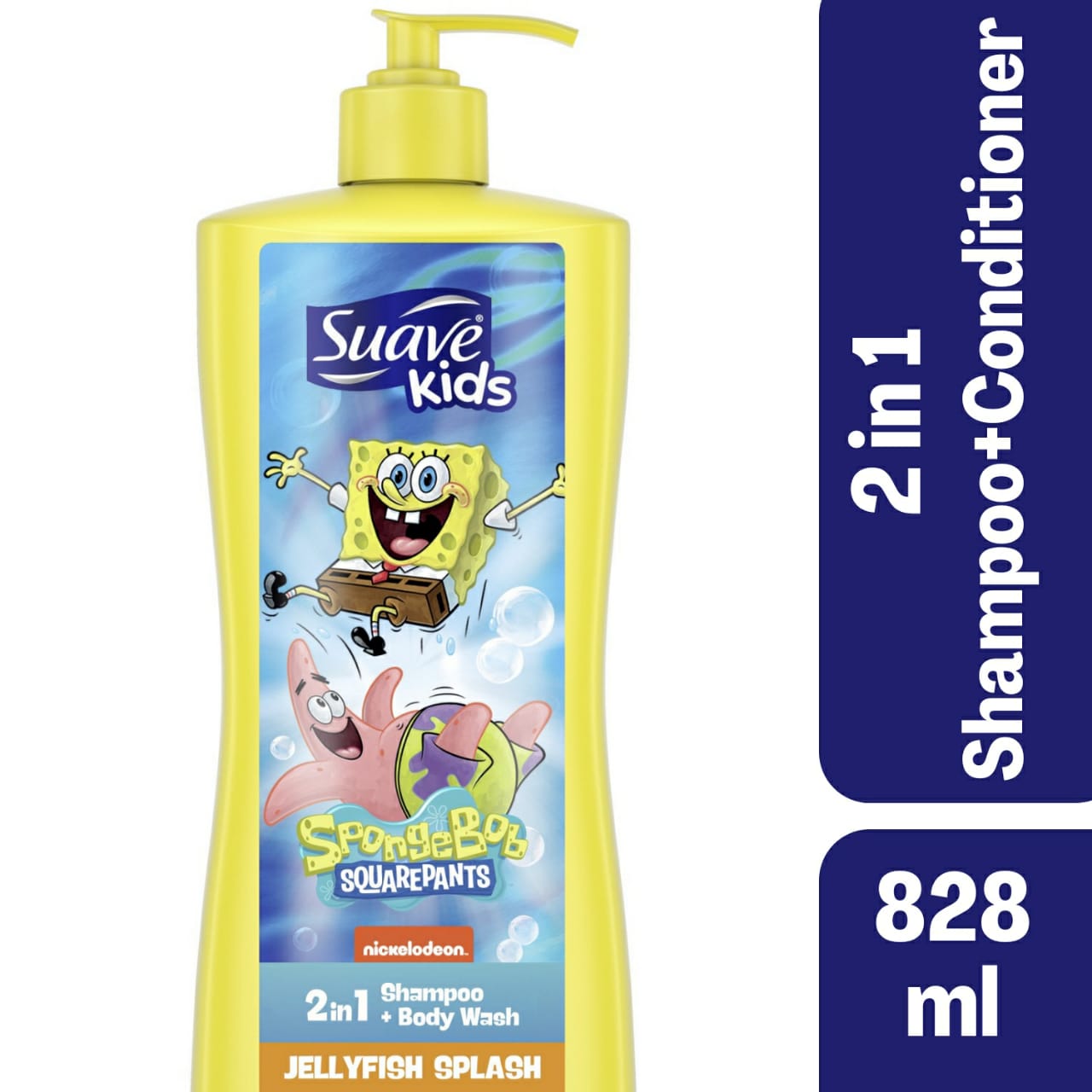 Suave Kids 2in1 Shampoo + Body Wash Spongebob SquarePants Jellyfish Splash 828ml Yellow - Baby Moo