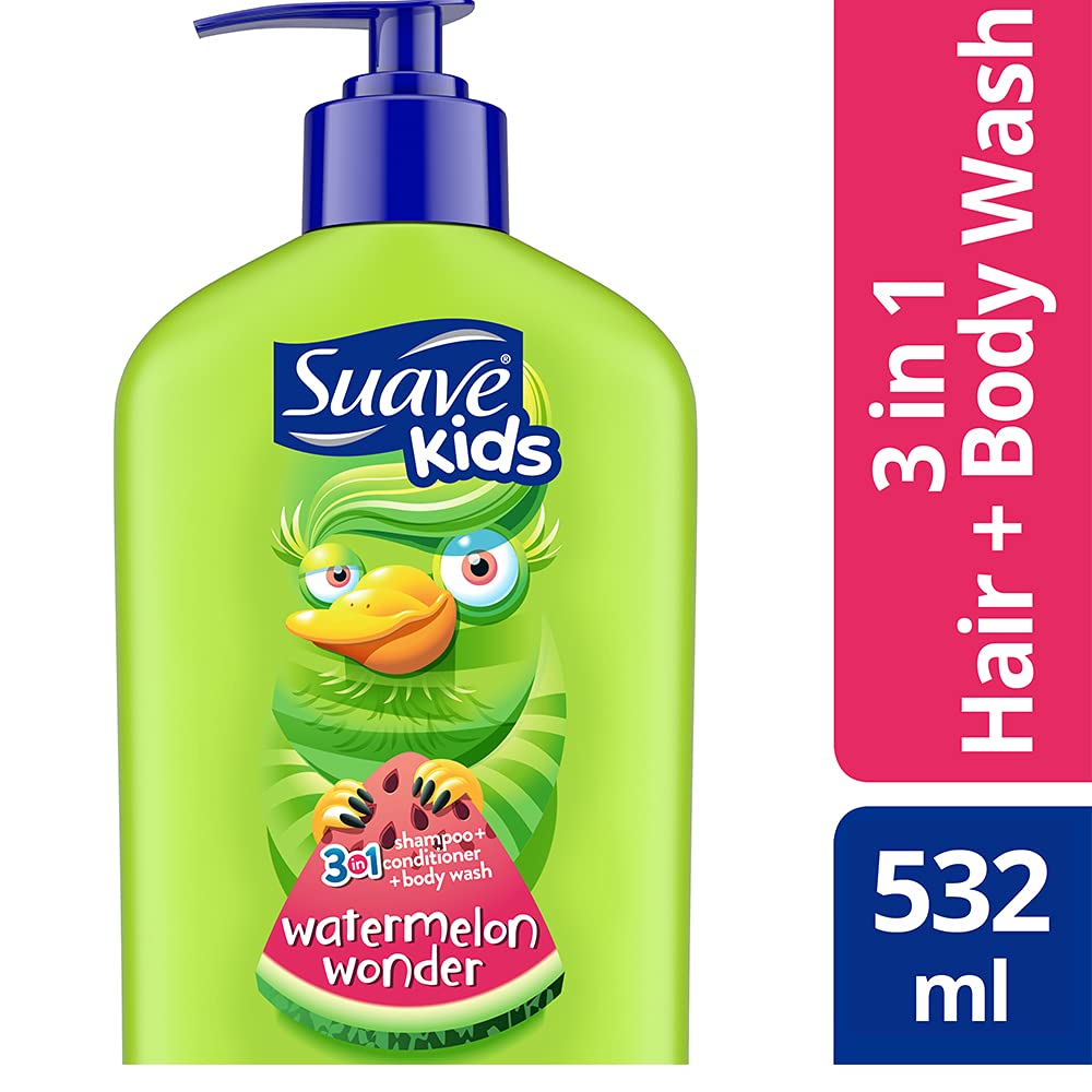 Suave Kids 3in1 Shampoo + Conditioner + Body Wash Watermelon Wonder 532ml Green - Baby Moo