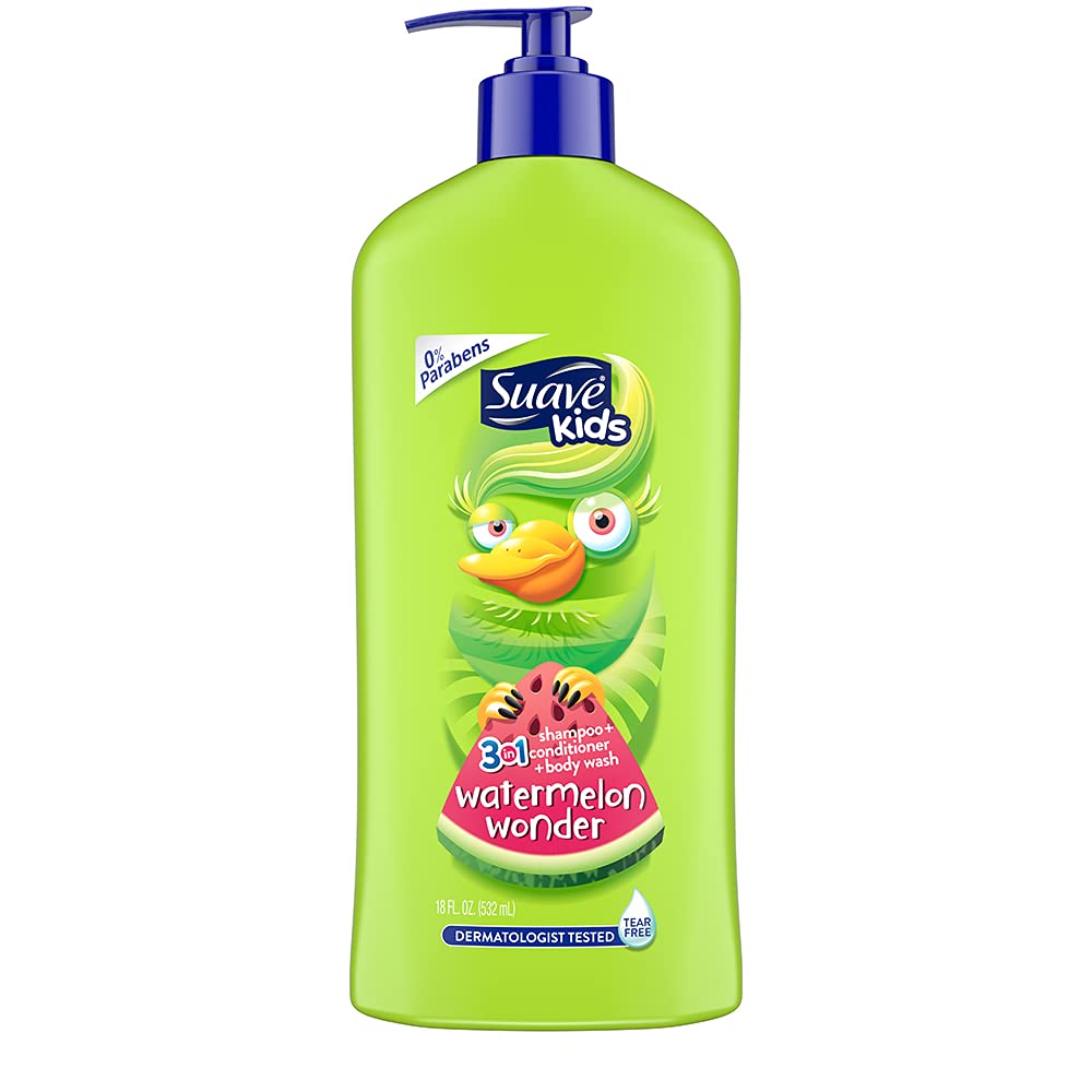 Suave Kids 3in1 Shampoo + Conditioner + Body Wash Watermelon Wonder 532ml Green - Baby Moo