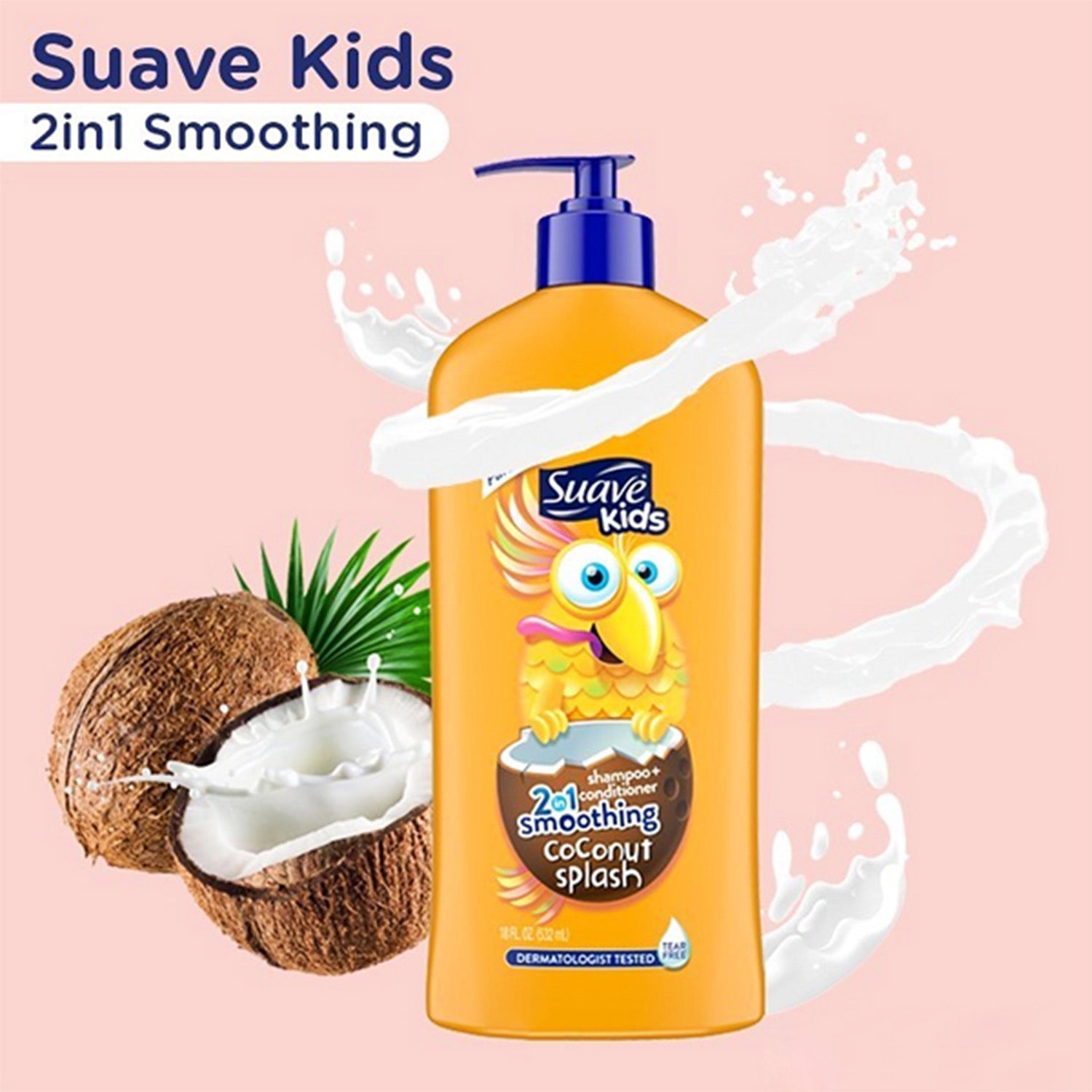 Suave Kids 2in1 Shampoo + Conditioner Smoothing Coconut Splash 532ml Orange - Baby Moo