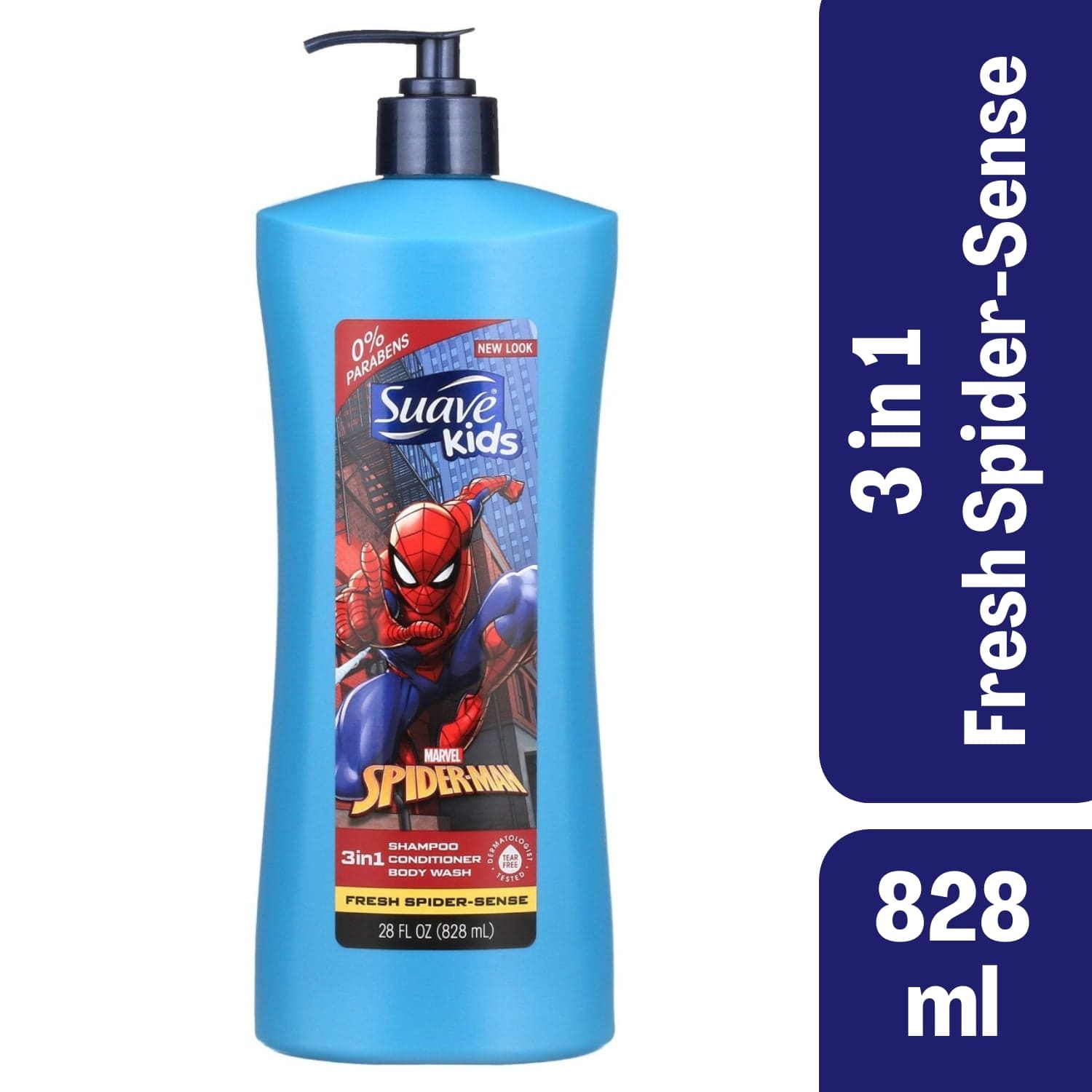 Suave Kids 3in1 Shampoo + Conditioner + Body Wash Spider-Man 828ml Blue - Baby Moo