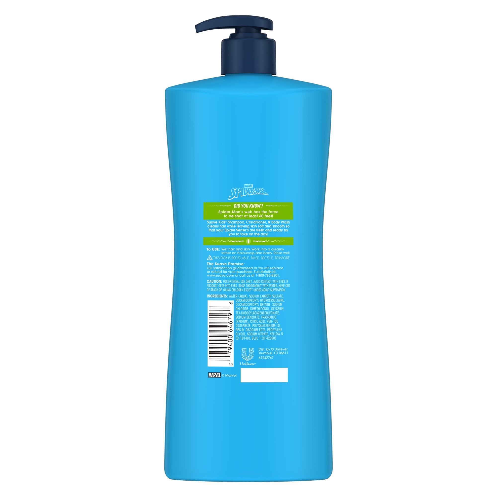 Suave Kids 3in1 Shampoo + Conditioner + Body Wash Spider-Man 828ml Blue