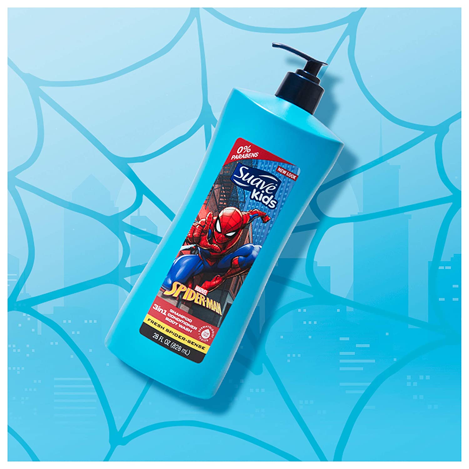 Suave Kids 3in1 Shampoo + Conditioner + Body Wash Spider-Man 828ml Blue