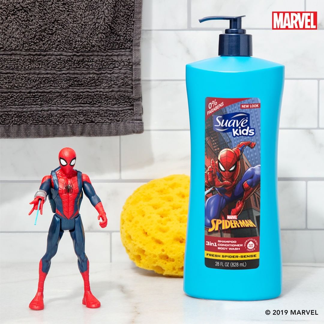 Suave Kids 3in1 Shampoo + Conditioner + Body Wash Spider-Man 828ml Blue - Baby Moo