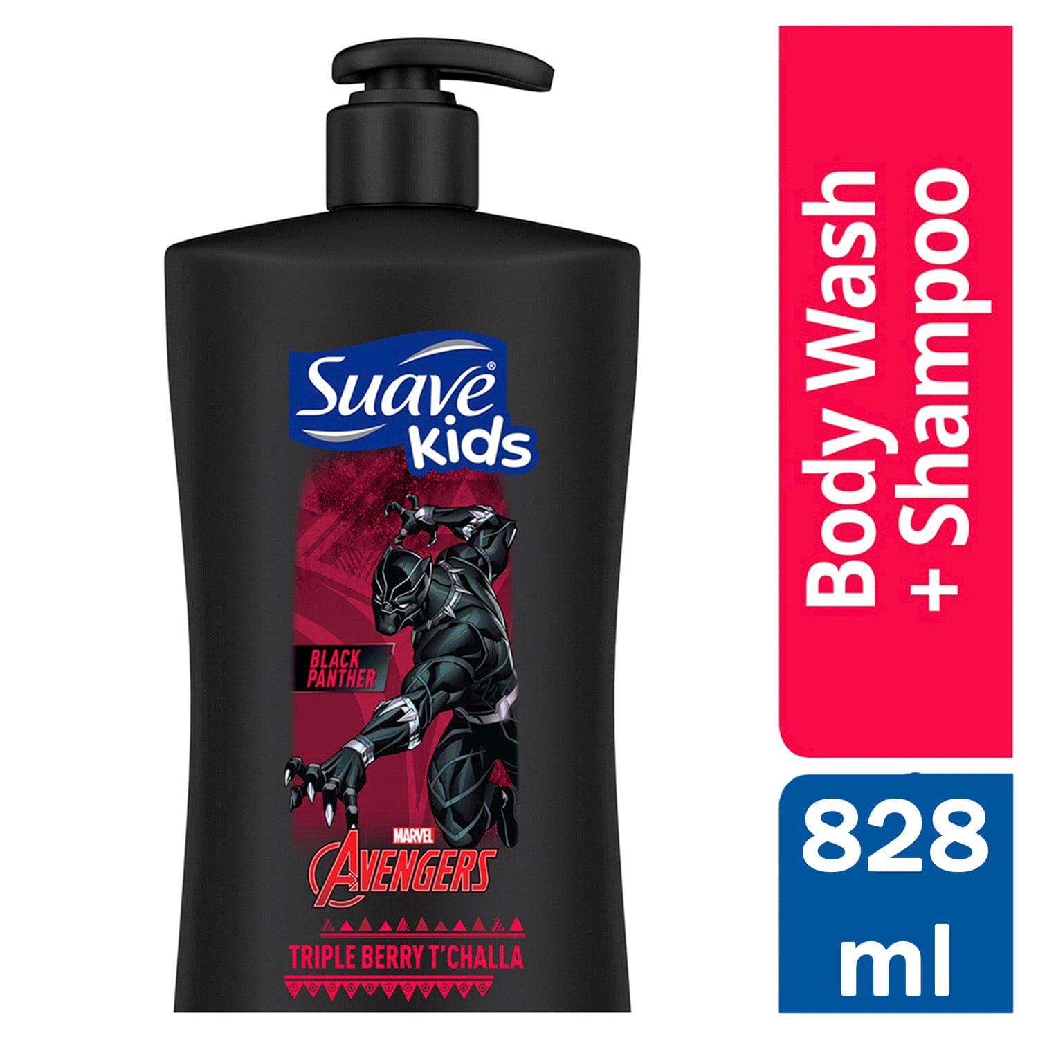 Suave Kids 2in1 Shampoo + Body Wash Avengers Black Panther Tripleberry 828ml Black - Baby Moo