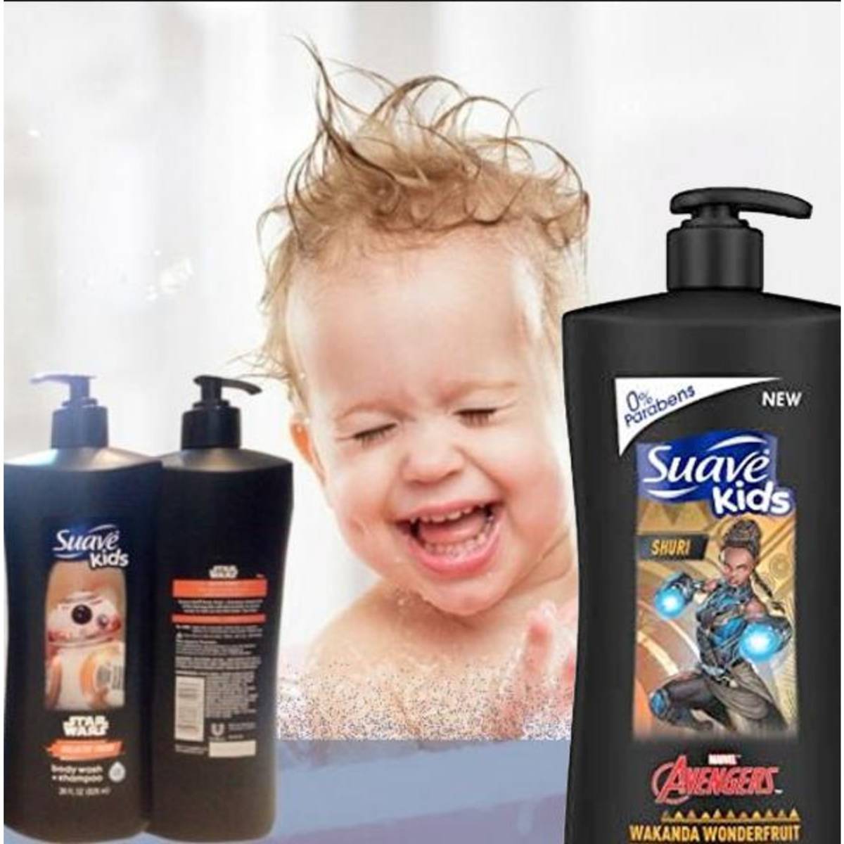 Suave Kids 2in1 Shampoo + Body Wash Avengers Shuri Wakanda Wonderfruit 828ml Black - Baby Moo