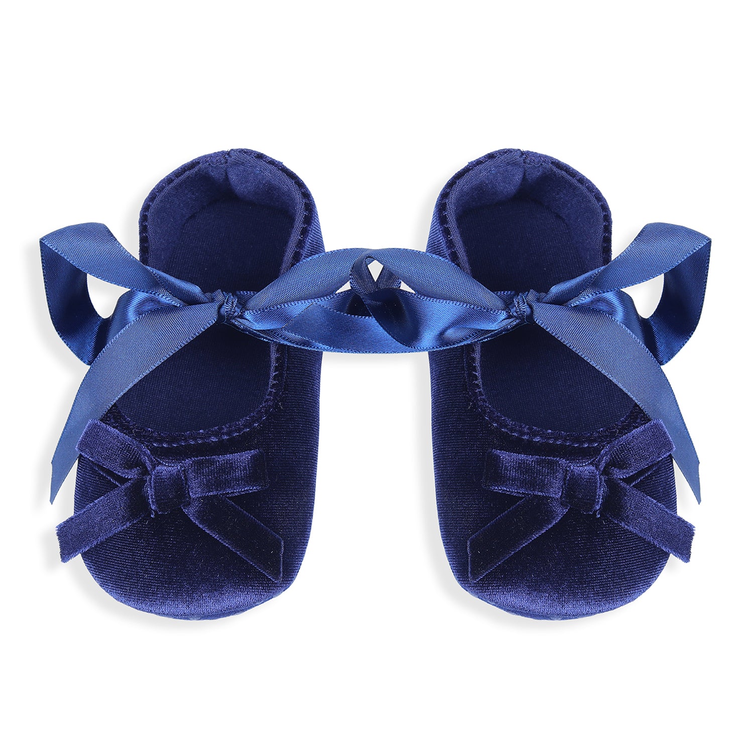 Princess Bowknot Premium Girls Anti-Slip Ballerina Booties - Blue