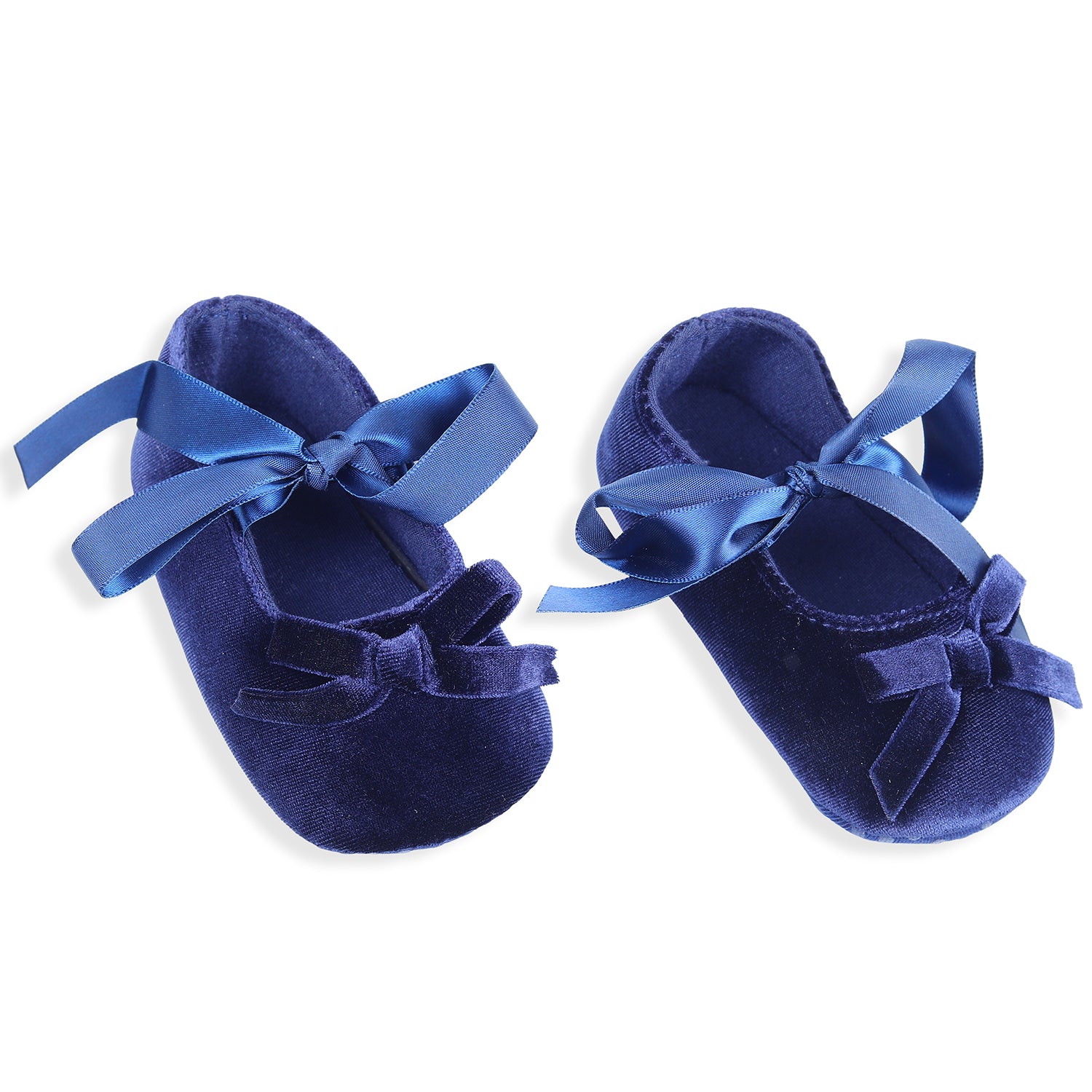 Princess Bowknot Premium Girls Anti-Slip Ballerina Booties - Blue - Baby Moo