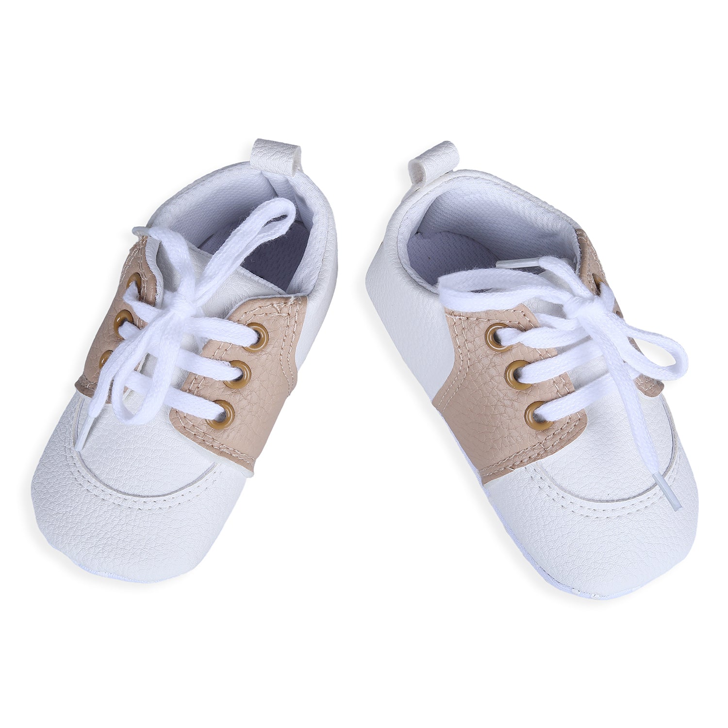 Lace-Up Stylish Leather Sneaker Shoes - White - Baby Moo