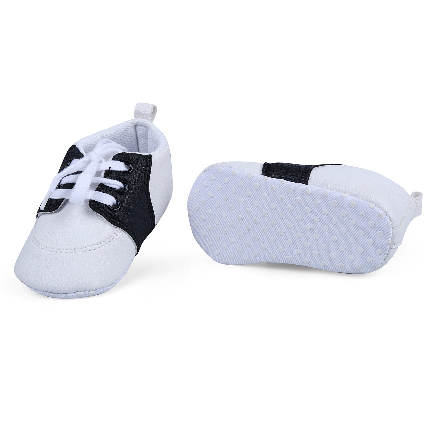 Lace-Up Stylish Leather Sneaker Shoes - Black - Baby Moo