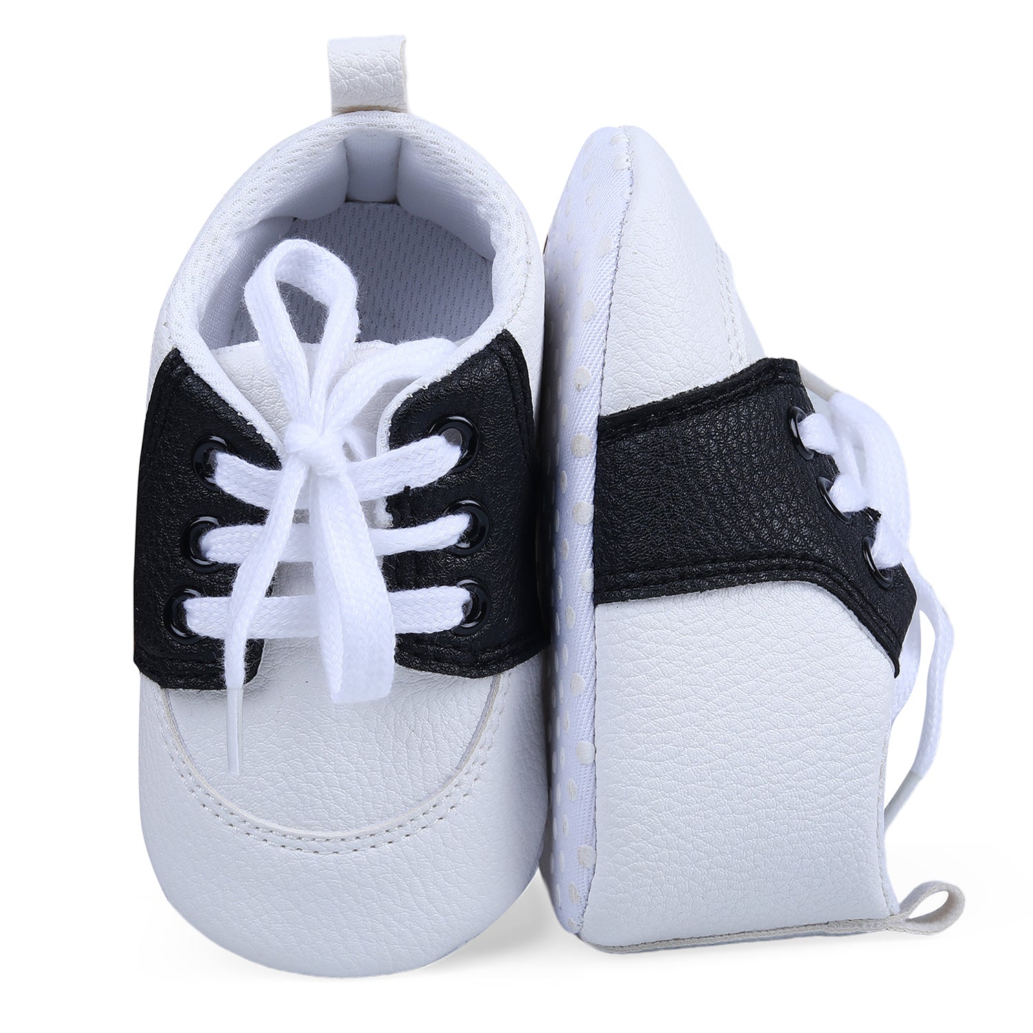 Lace-Up Stylish Leather Sneaker Shoes - Black - Baby Moo
