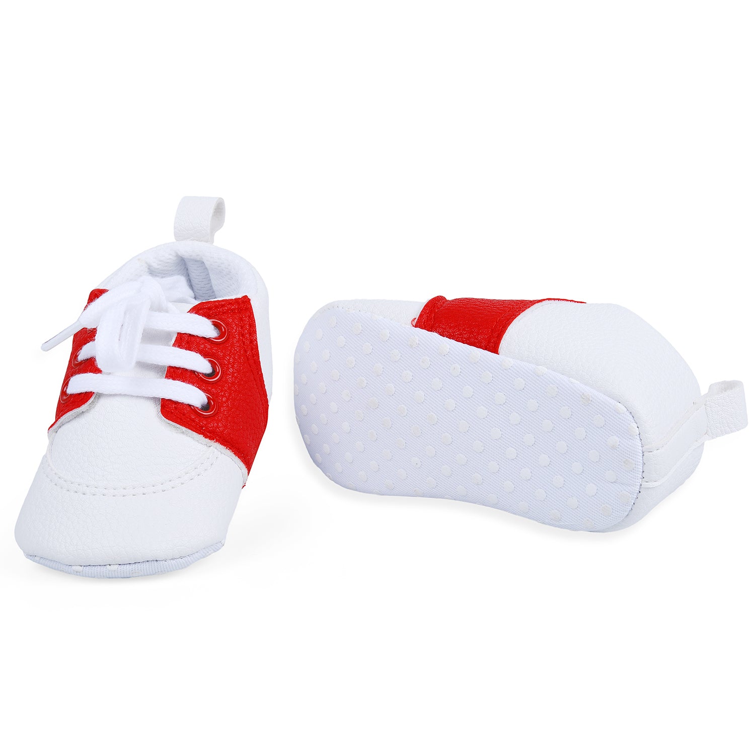 Lace-Up Stylish Leather Sneaker Shoes - Red - Baby Moo