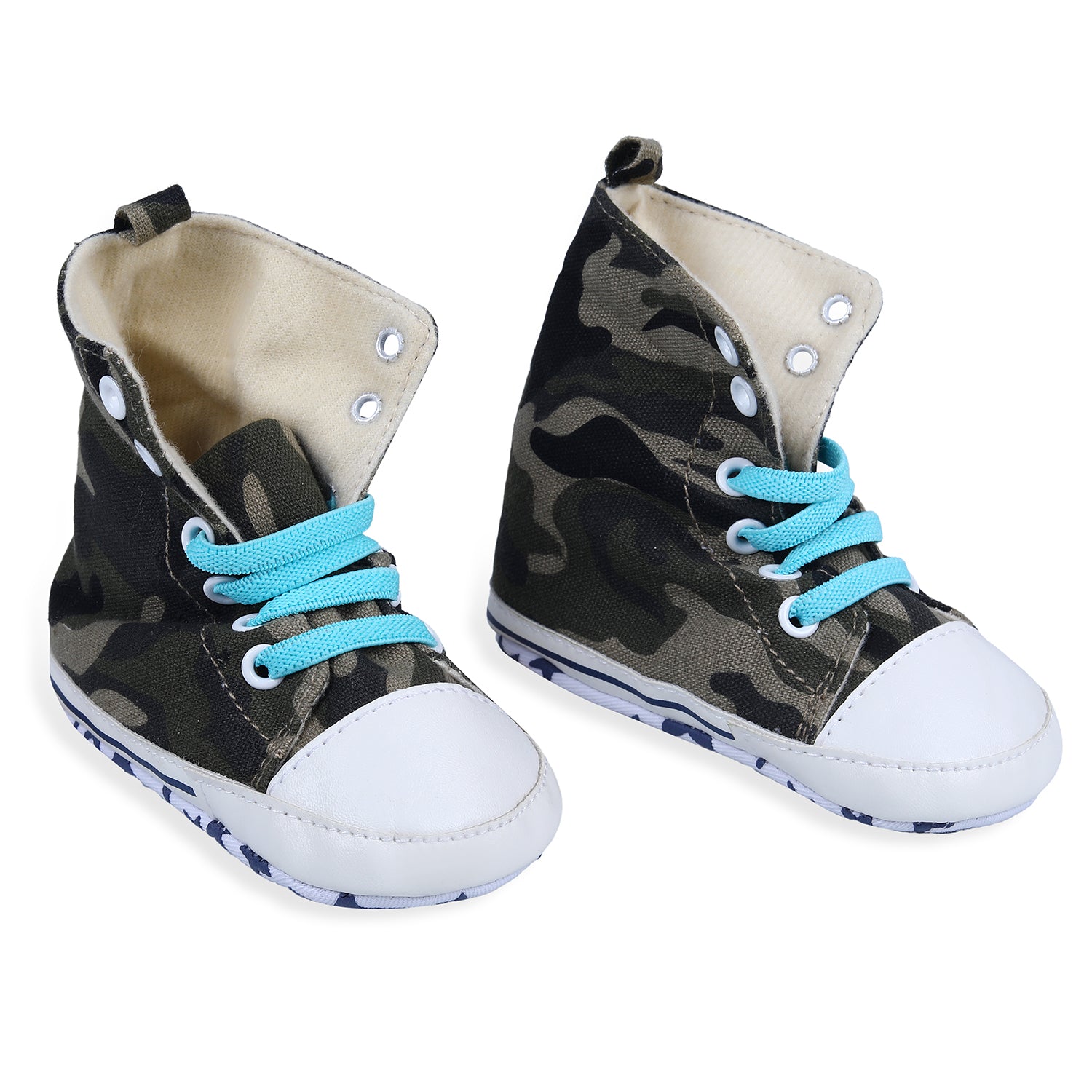 Military High Top Foldable Casual Sneaker Booties - Multicolour - Baby Moo