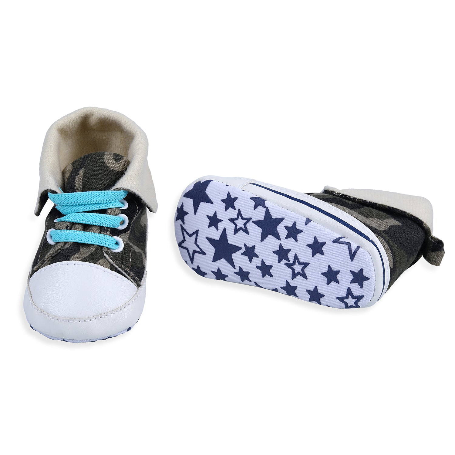 Military High Top Foldable Casual Sneaker Booties - Multicolour - Baby Moo