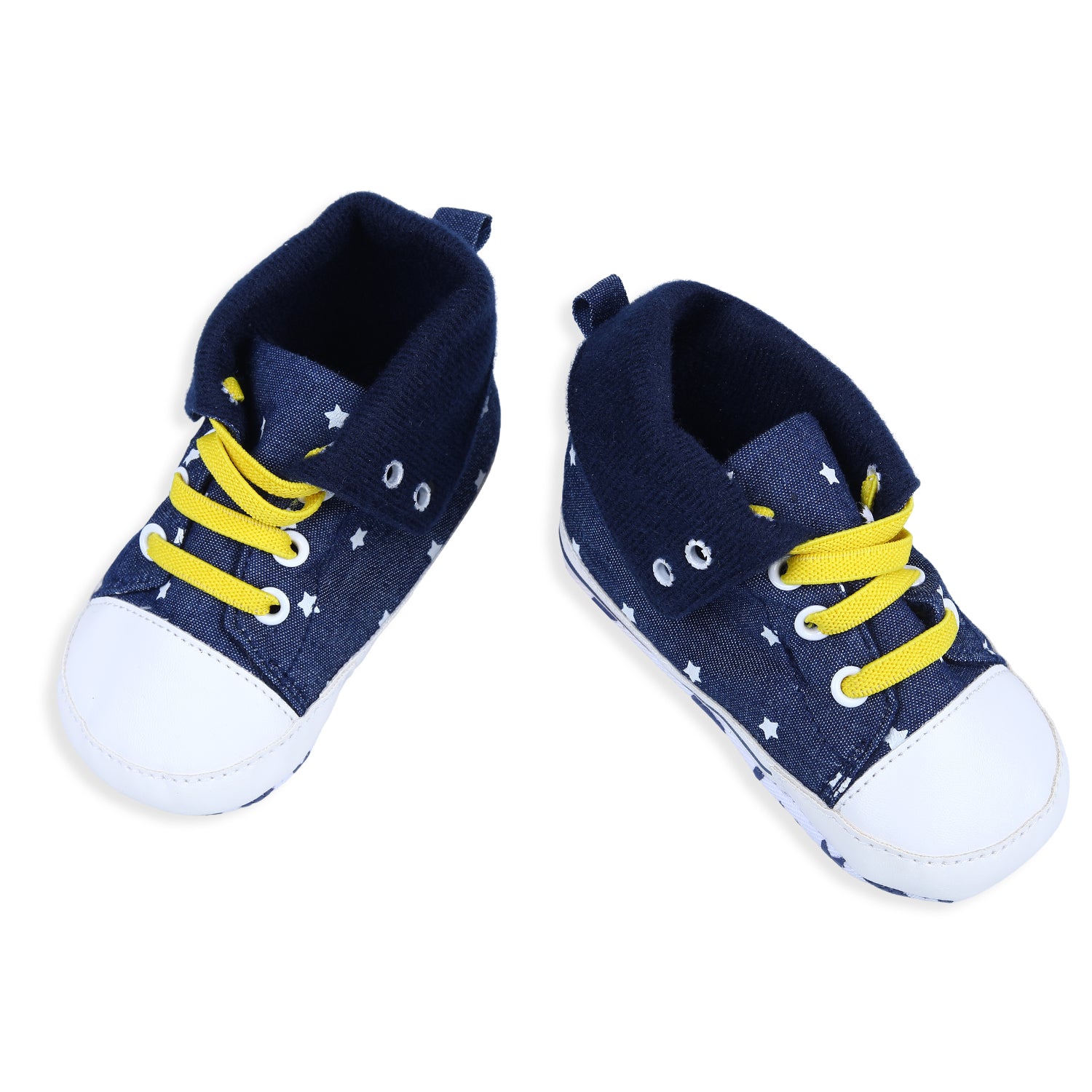 Star High Top Foldable Denim Casual Sneaker Booties - Blue - Baby Moo