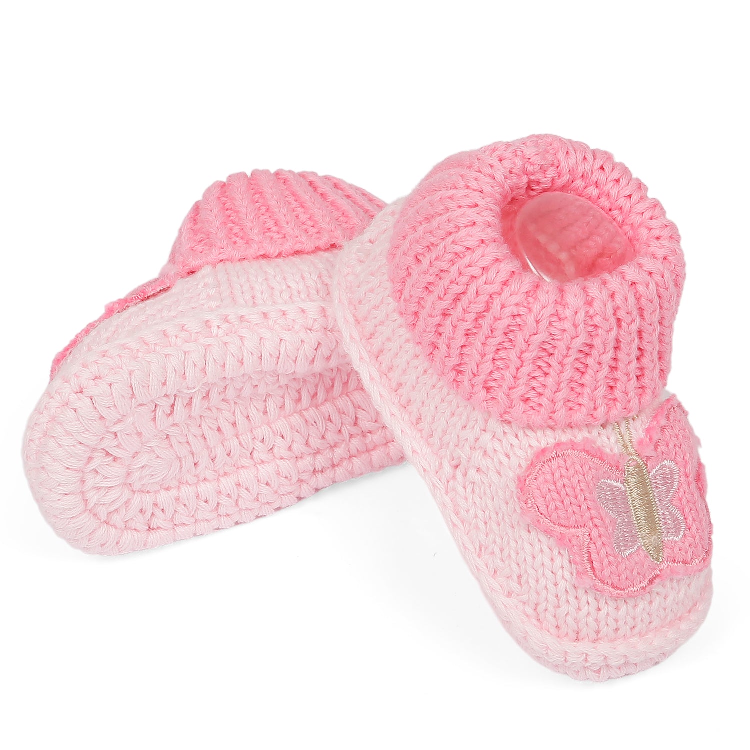 Butterfly Newborn Crochet Socks Booties - Pink