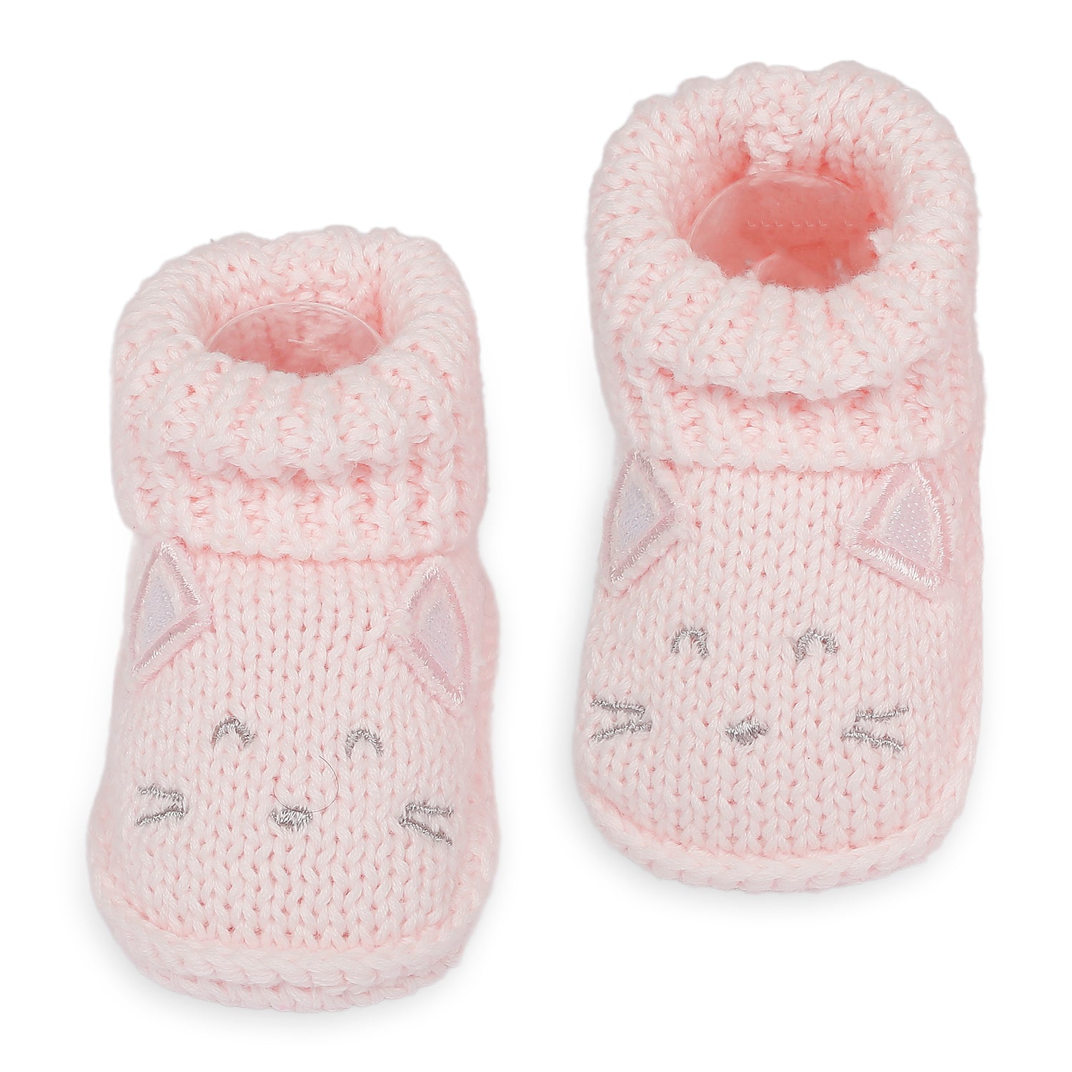 Blushing Kitty Newborn Crochet Socks Booties - Pink - Baby Moo