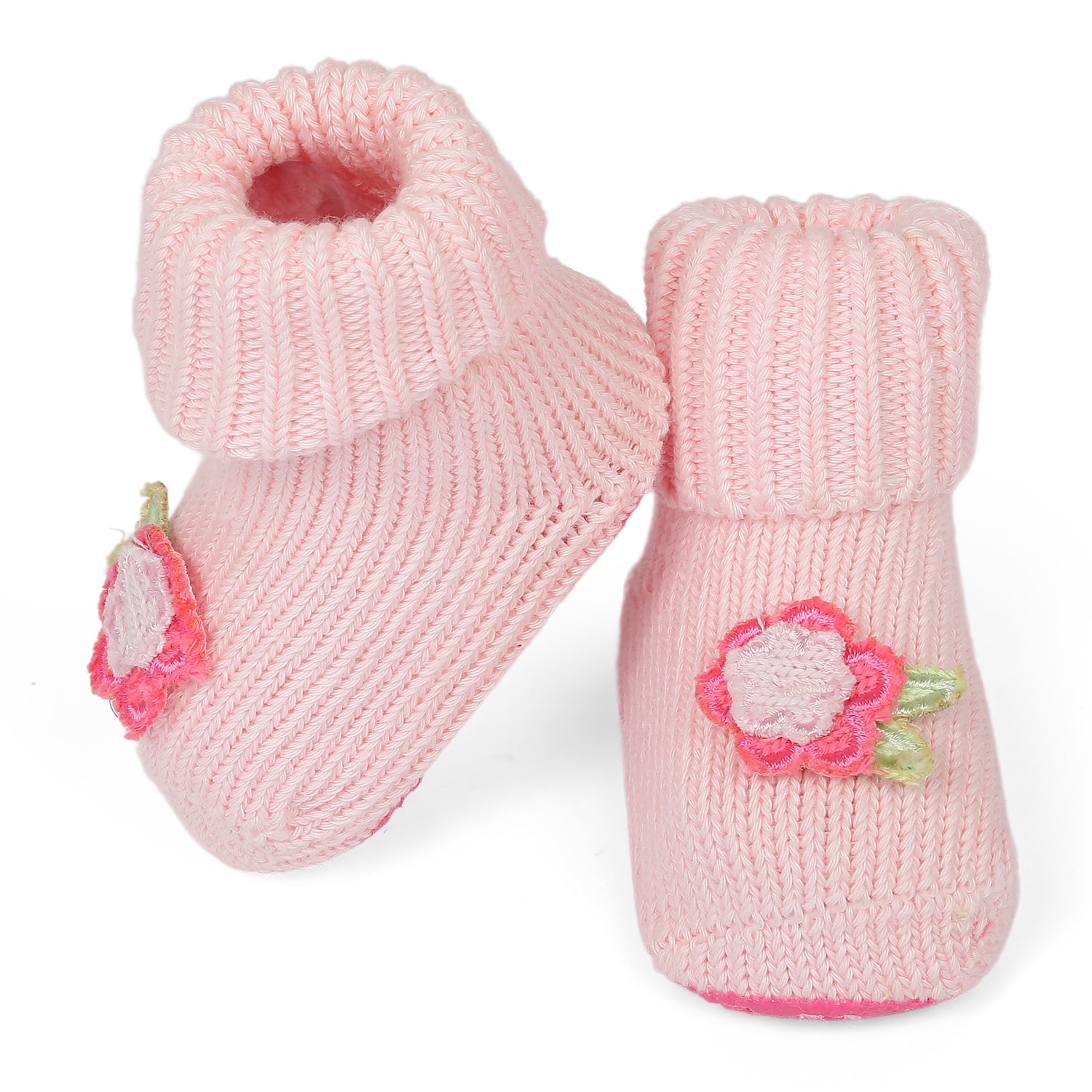 Rosy Newborn Crochet Socks Booties - Pink