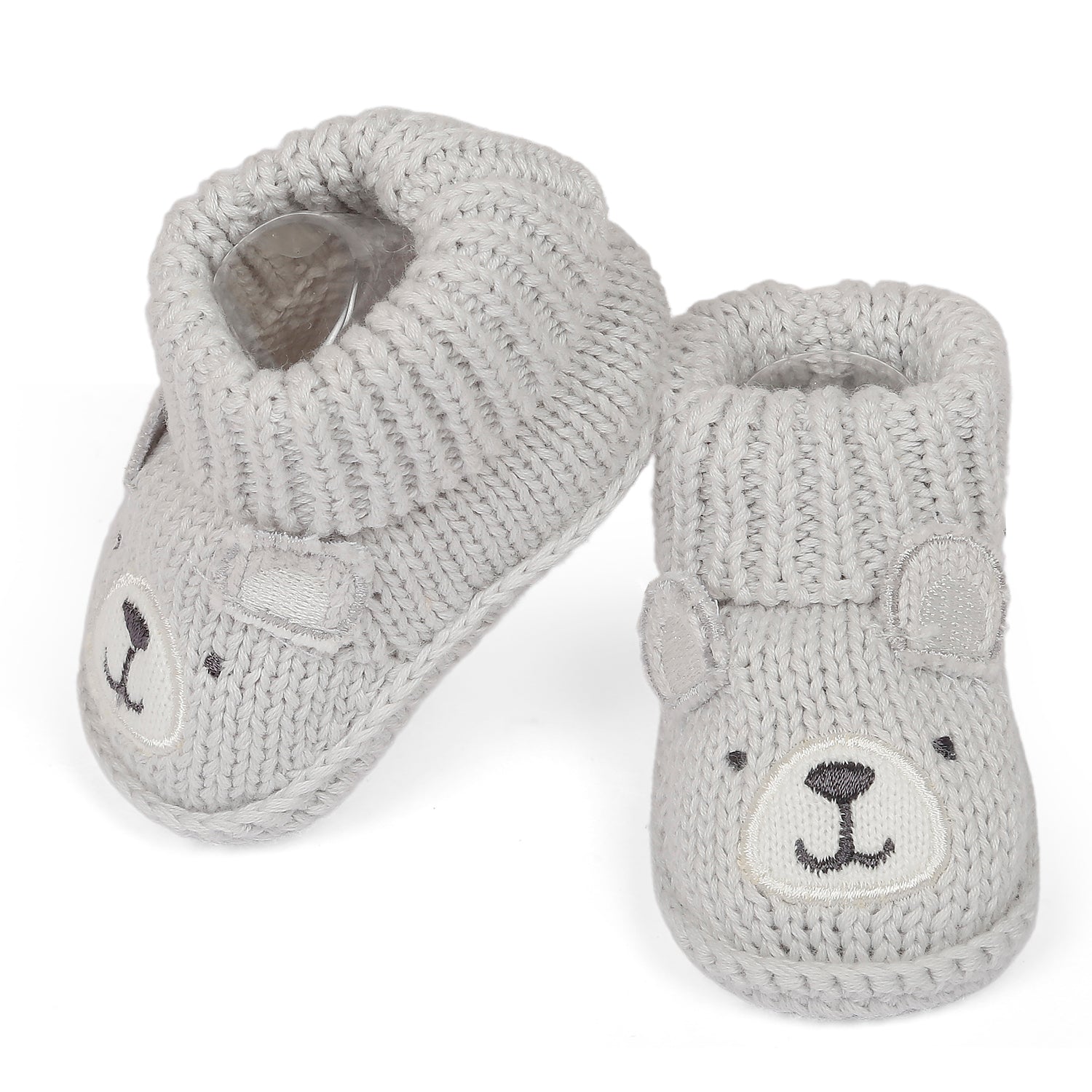 Bear Newborn Crochet Socks Booties - Grey - Baby Moo