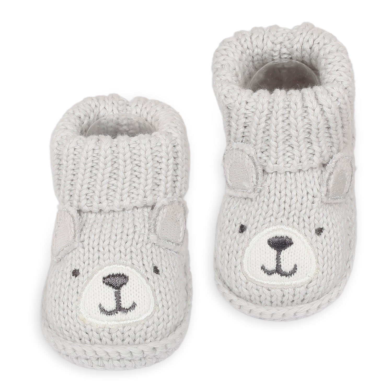 Bear Newborn Crochet Socks Booties - Grey - Baby Moo