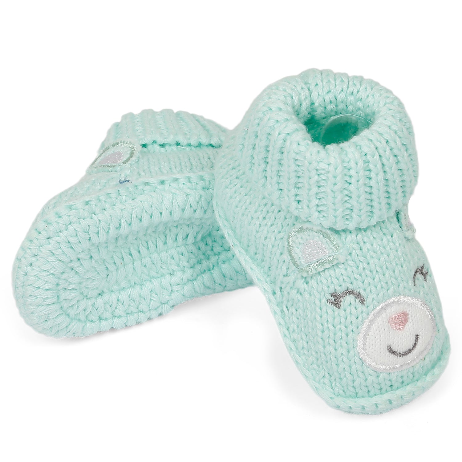 Blushing Newborn Crochet Socks Booties - Mint Green - Baby Moo