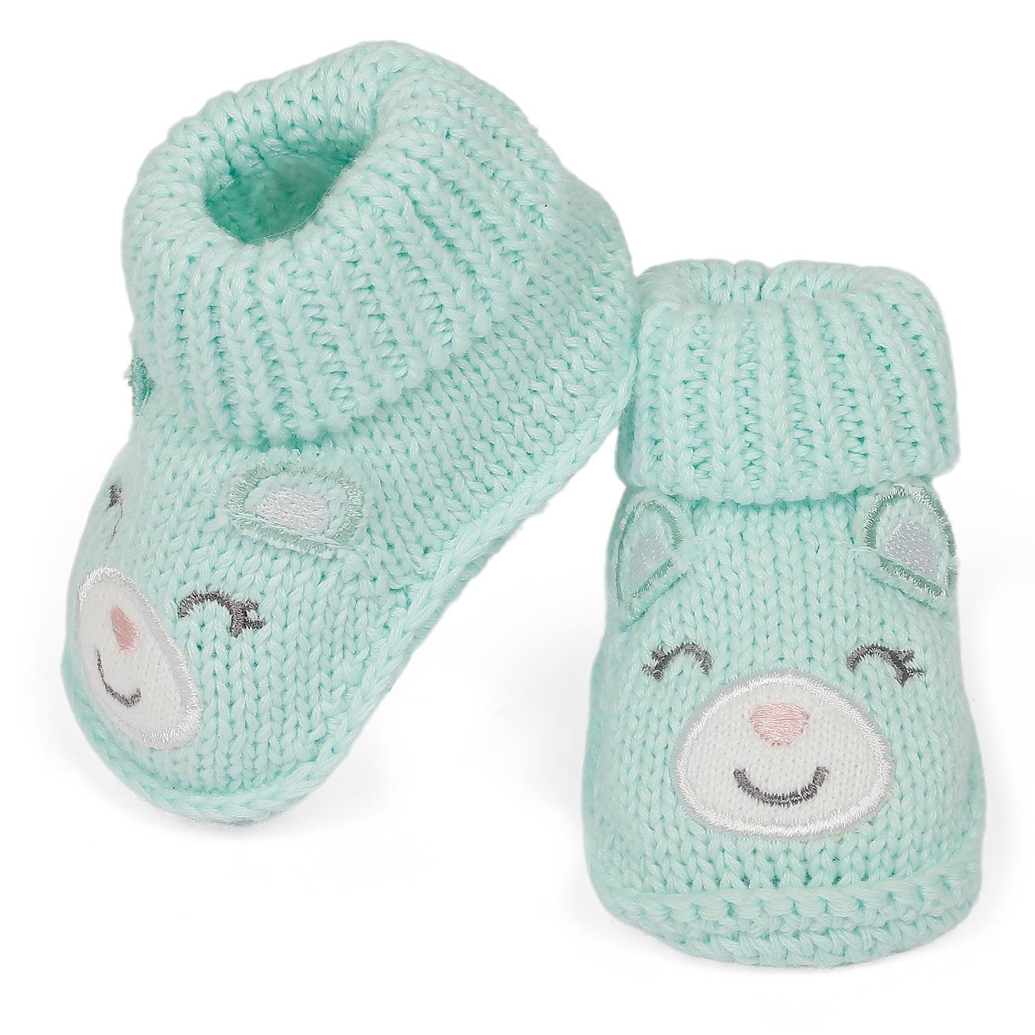 Blushing Newborn Crochet Socks Booties - Mint Green - Baby Moo