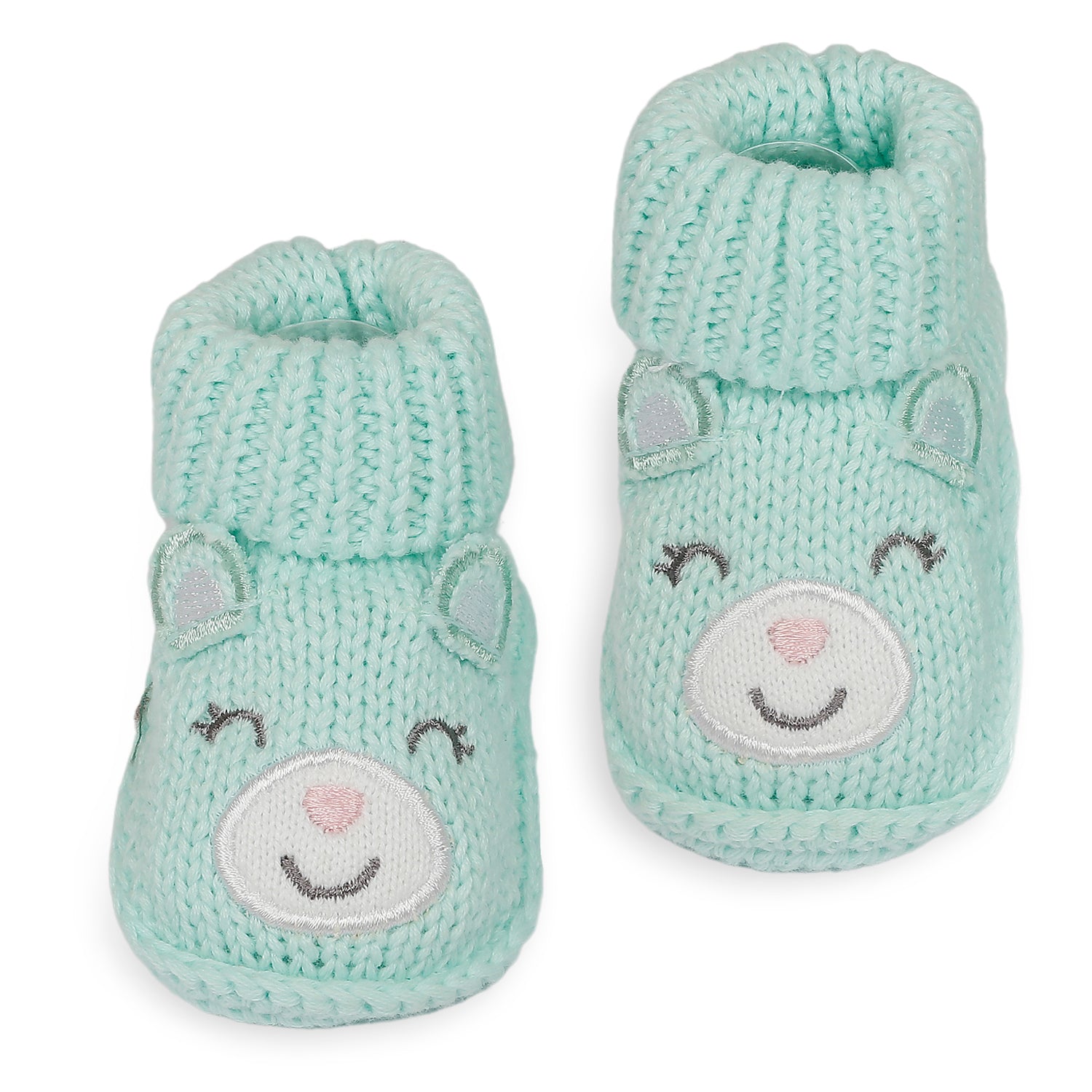 Blushing Newborn Crochet Socks Booties - Mint Green