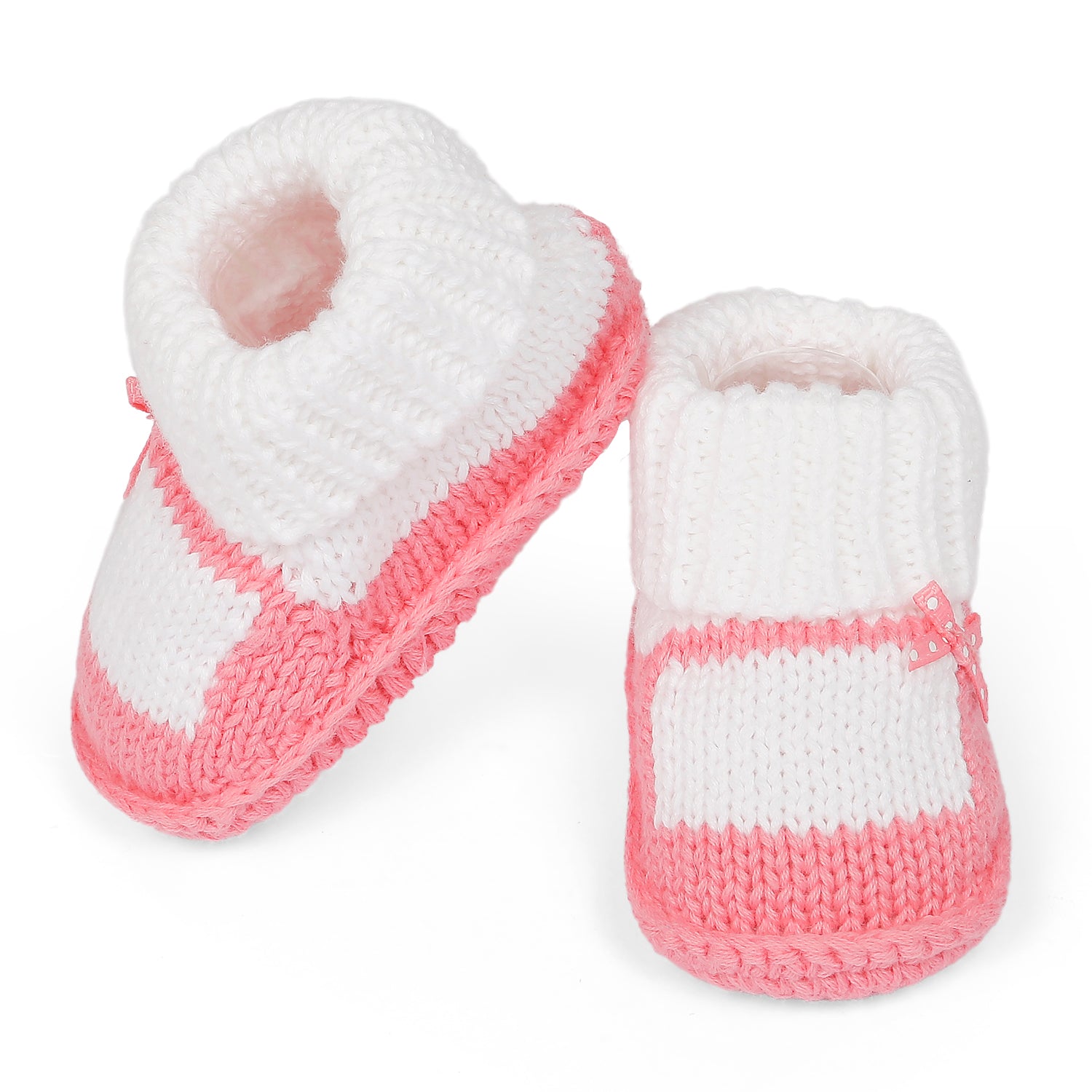 Bow Newborn Crochet Socks Booties - Pink - Baby Moo