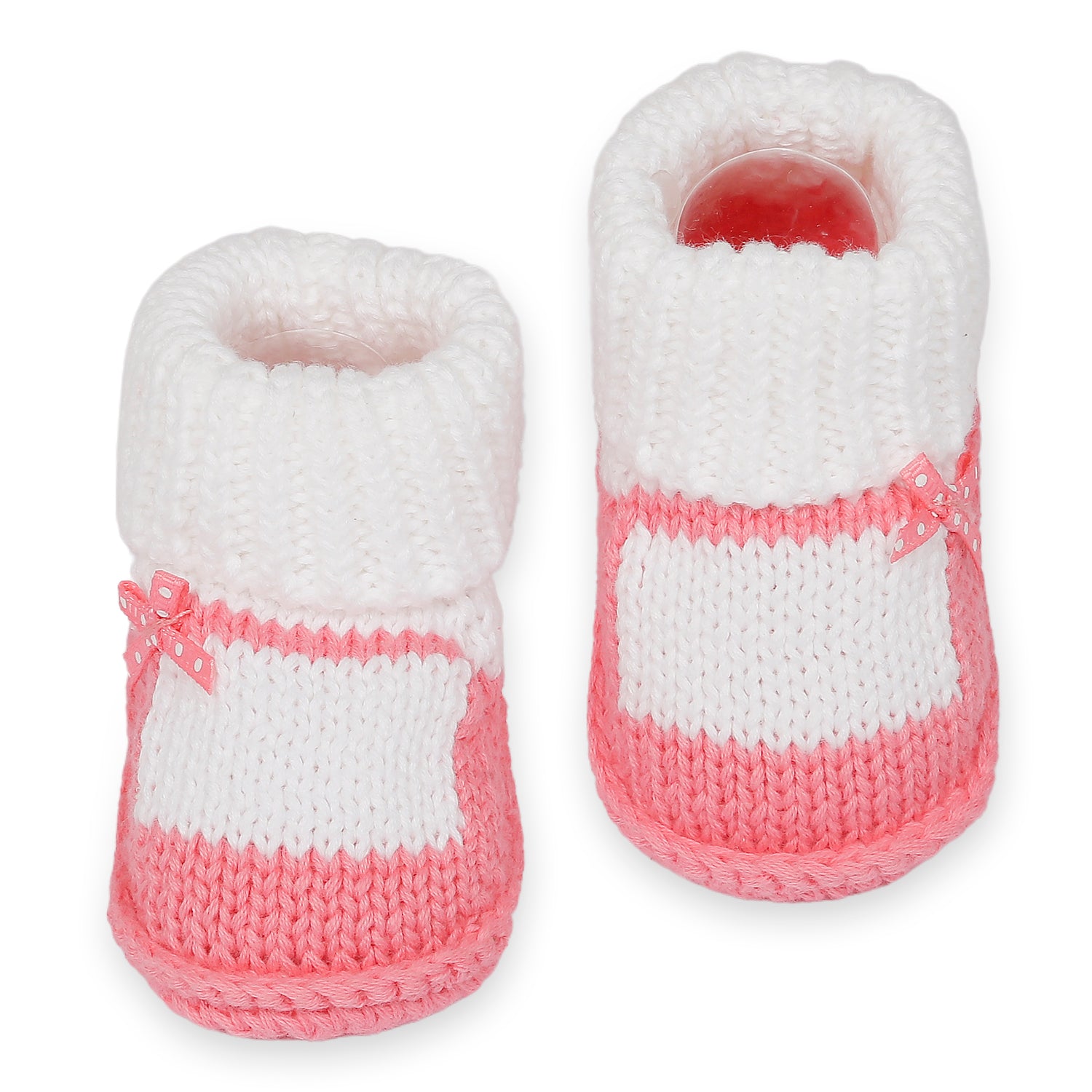 Bow Newborn Crochet Socks Booties - Pink