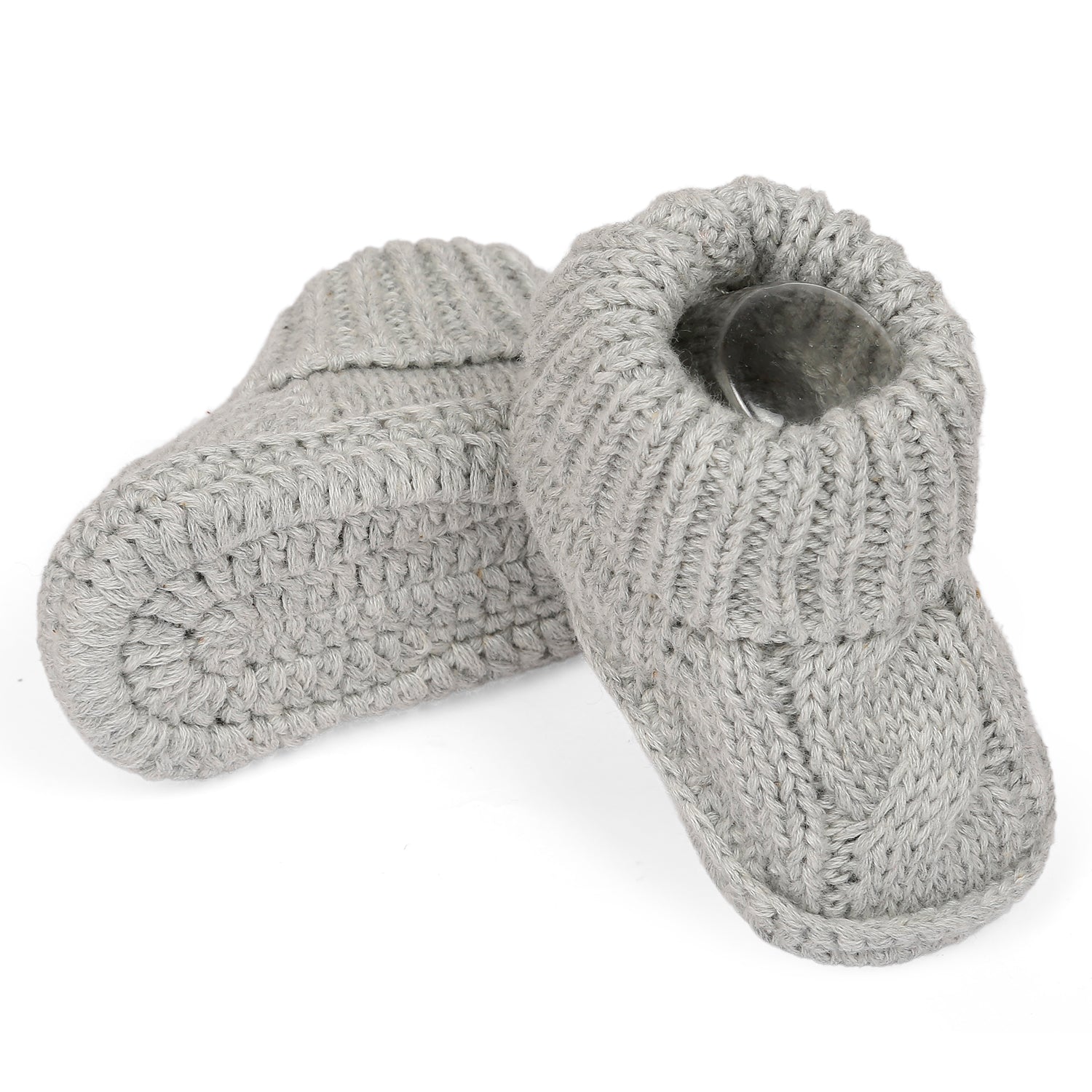 Solid Newborn Crochet Socks Booties - Grey