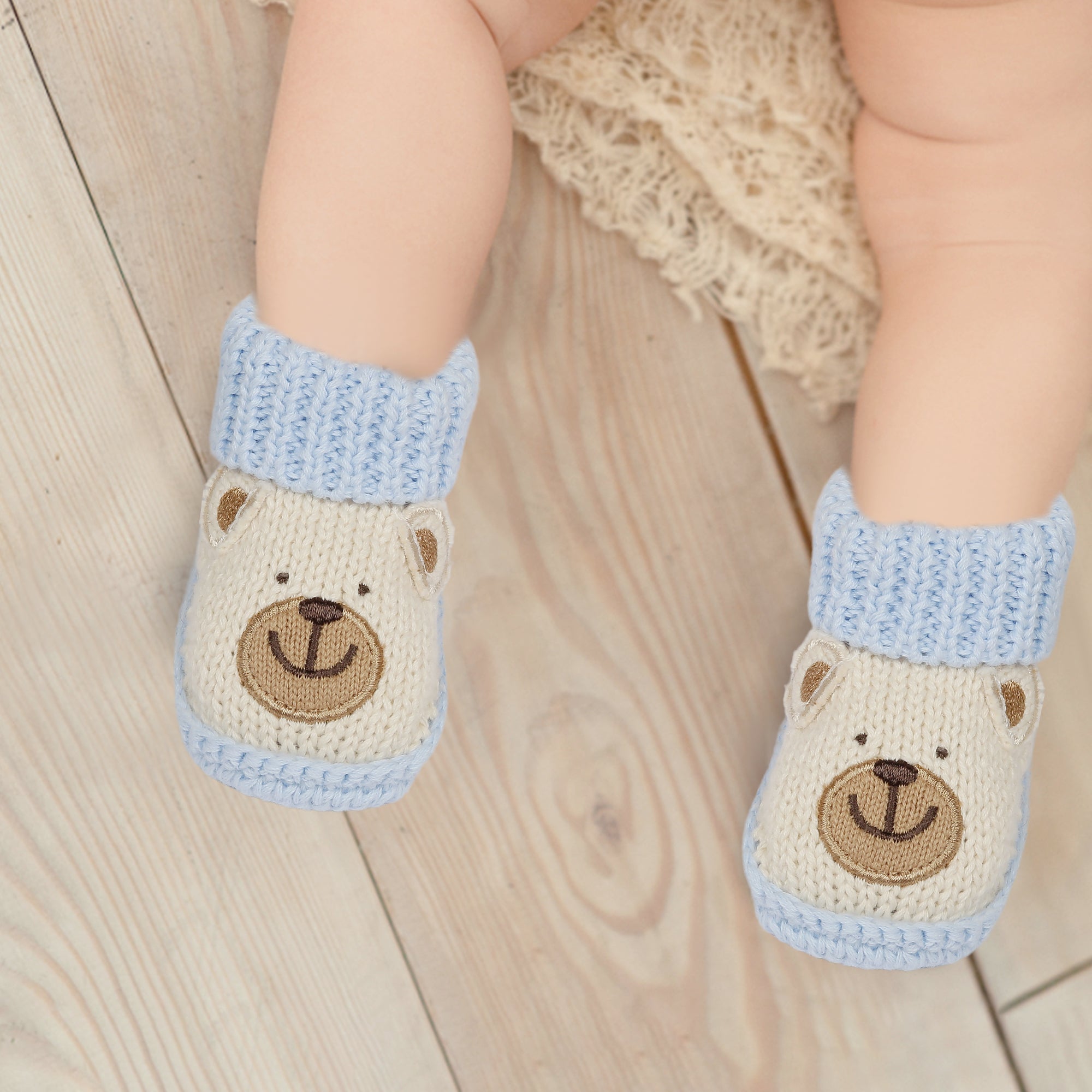 Cute Bear Newborn Crochet Socks Booties - Multicolour