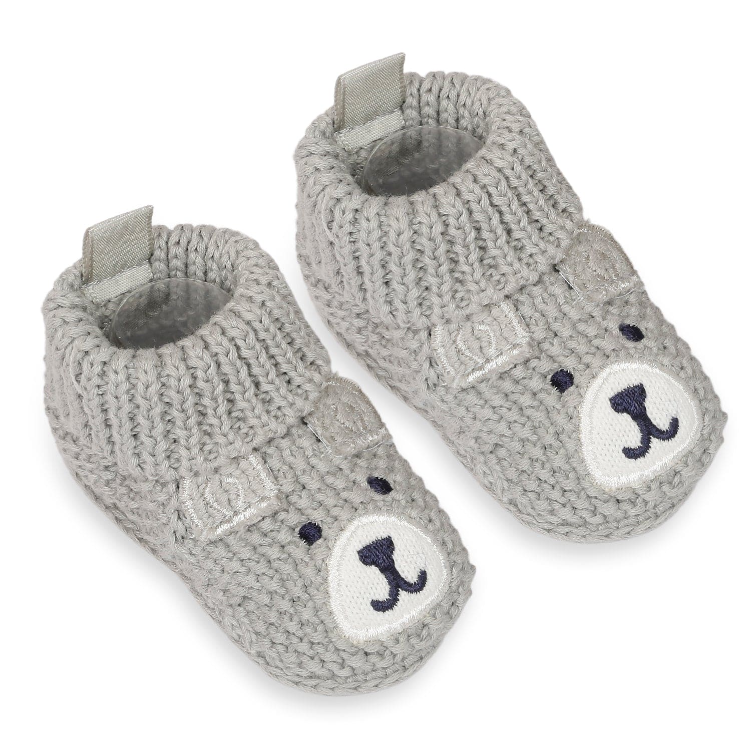 Cute Bear Newborn Crochet Socks Booties - Grey - Baby Moo