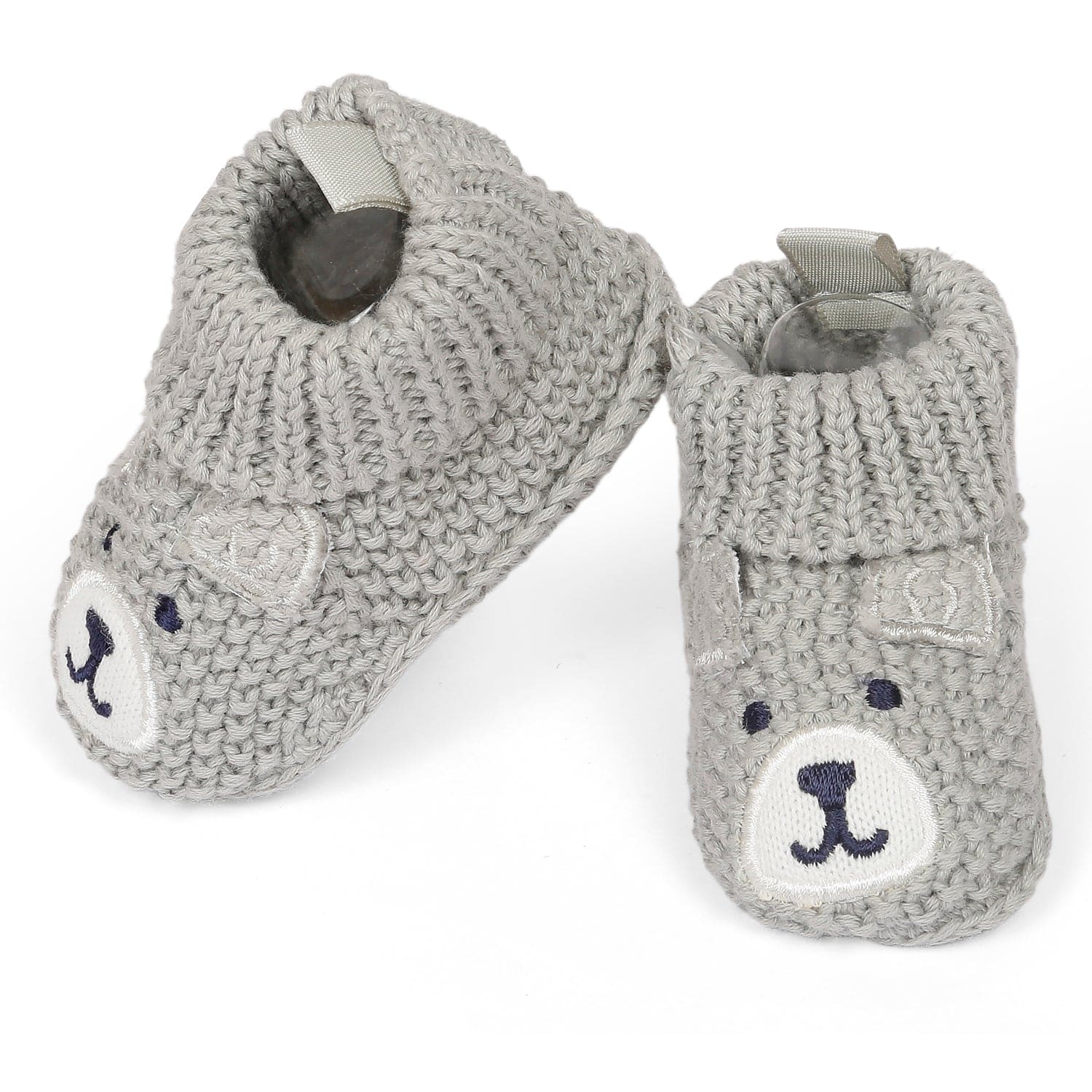 Cute Bear Newborn Crochet Socks Booties - Grey - Baby Moo