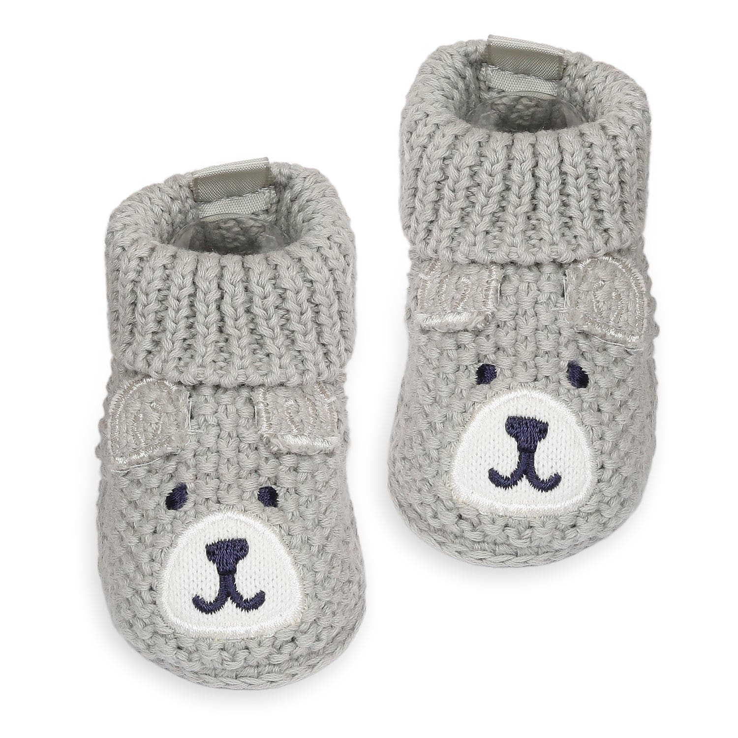 Cute Bear Newborn Crochet Socks Booties - Grey - Baby Moo