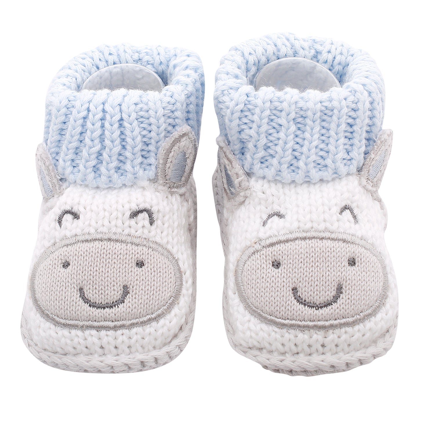 Cute Blue And Grey Socks Booties - Baby Moo