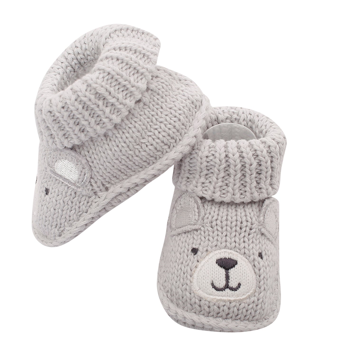 Bff Bear Grey Socks Booties - Baby Moo