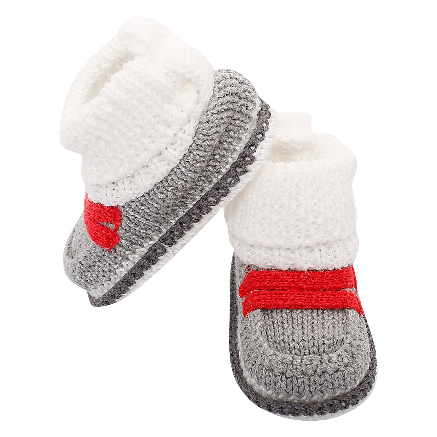 Smart Grey And Red Socks Booties