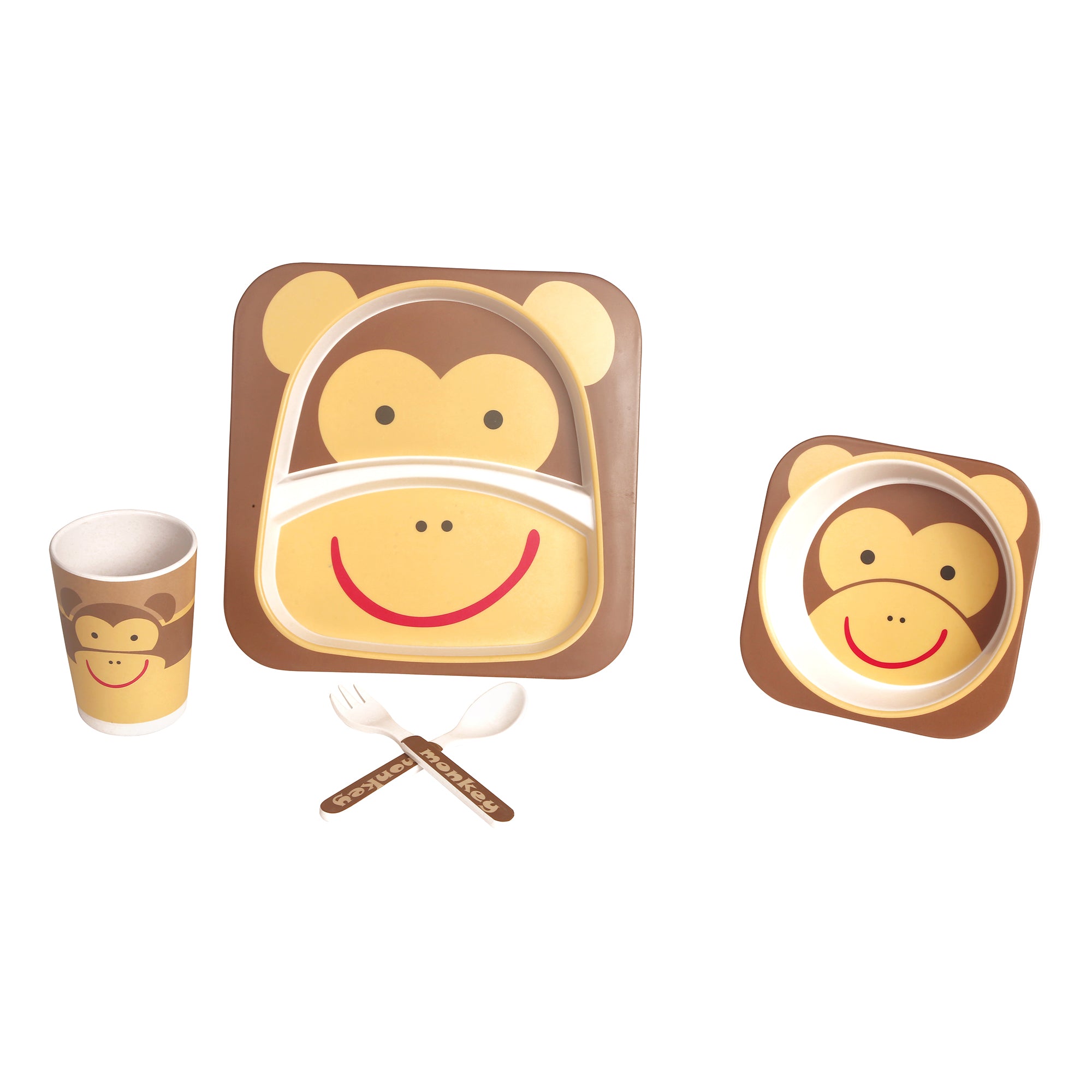 Monkey Cream Bamboo Fiber Dinner Set Large - Baby Moo